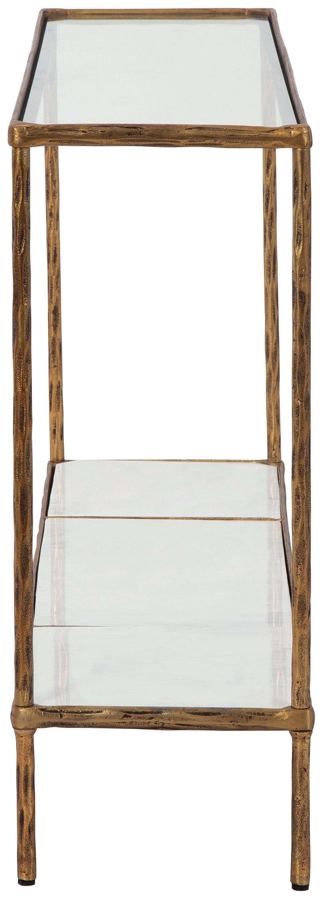 Ryandale Antique Brass Finish Console Sofa Table - Ella Furniture