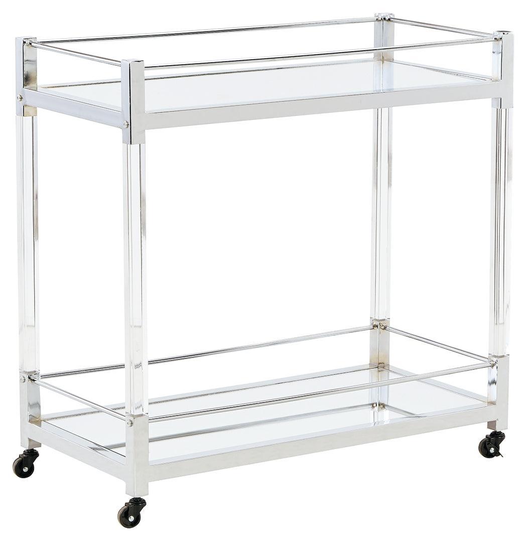 Chaseton Clear/silver Finish Bar Cart - Ella Furniture
