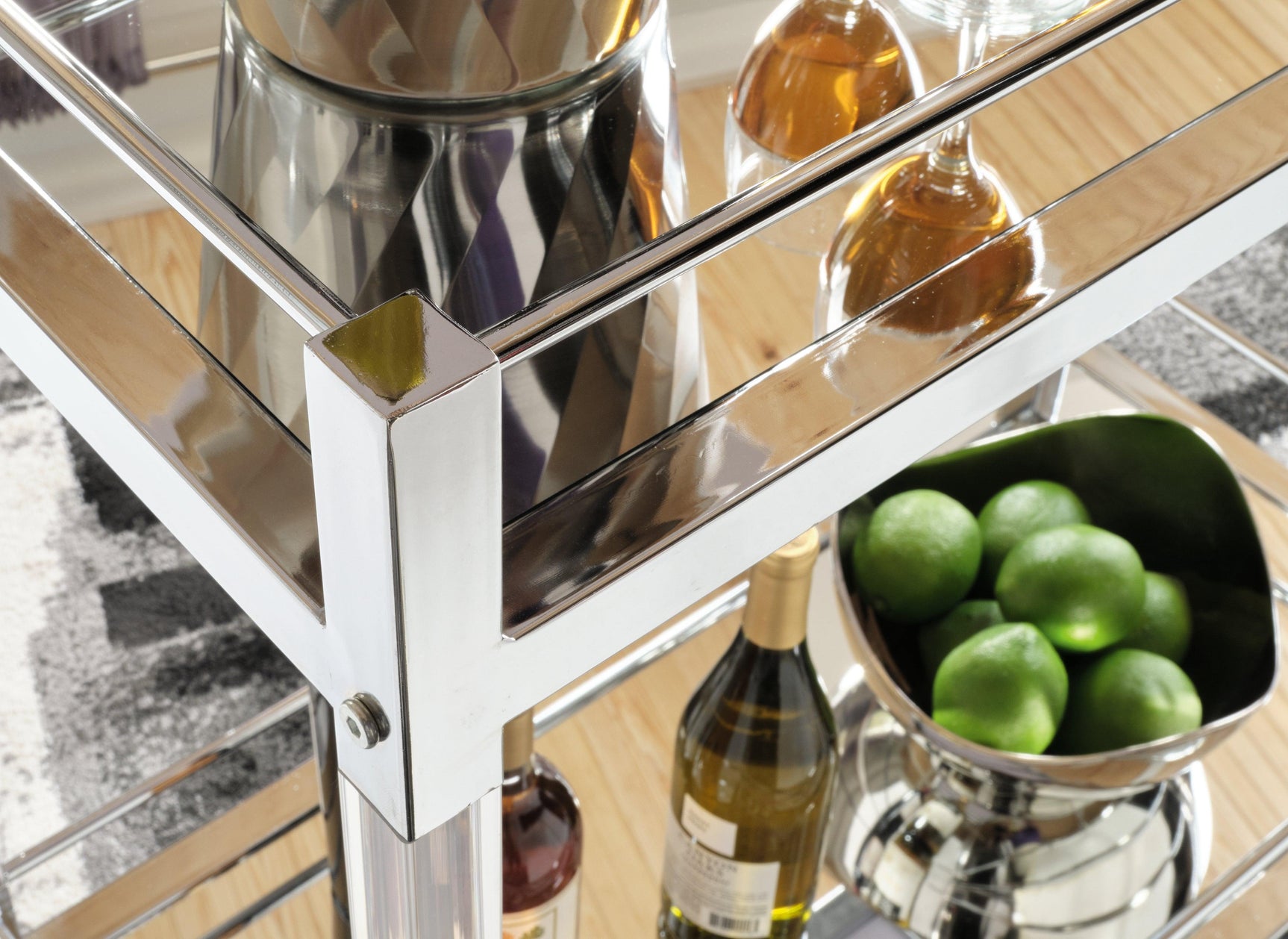 Chaseton Clear/silver Finish Bar Cart - Ella Furniture