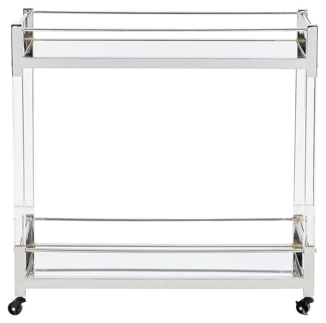 Chaseton Clear/silver Finish Bar Cart - Ella Furniture