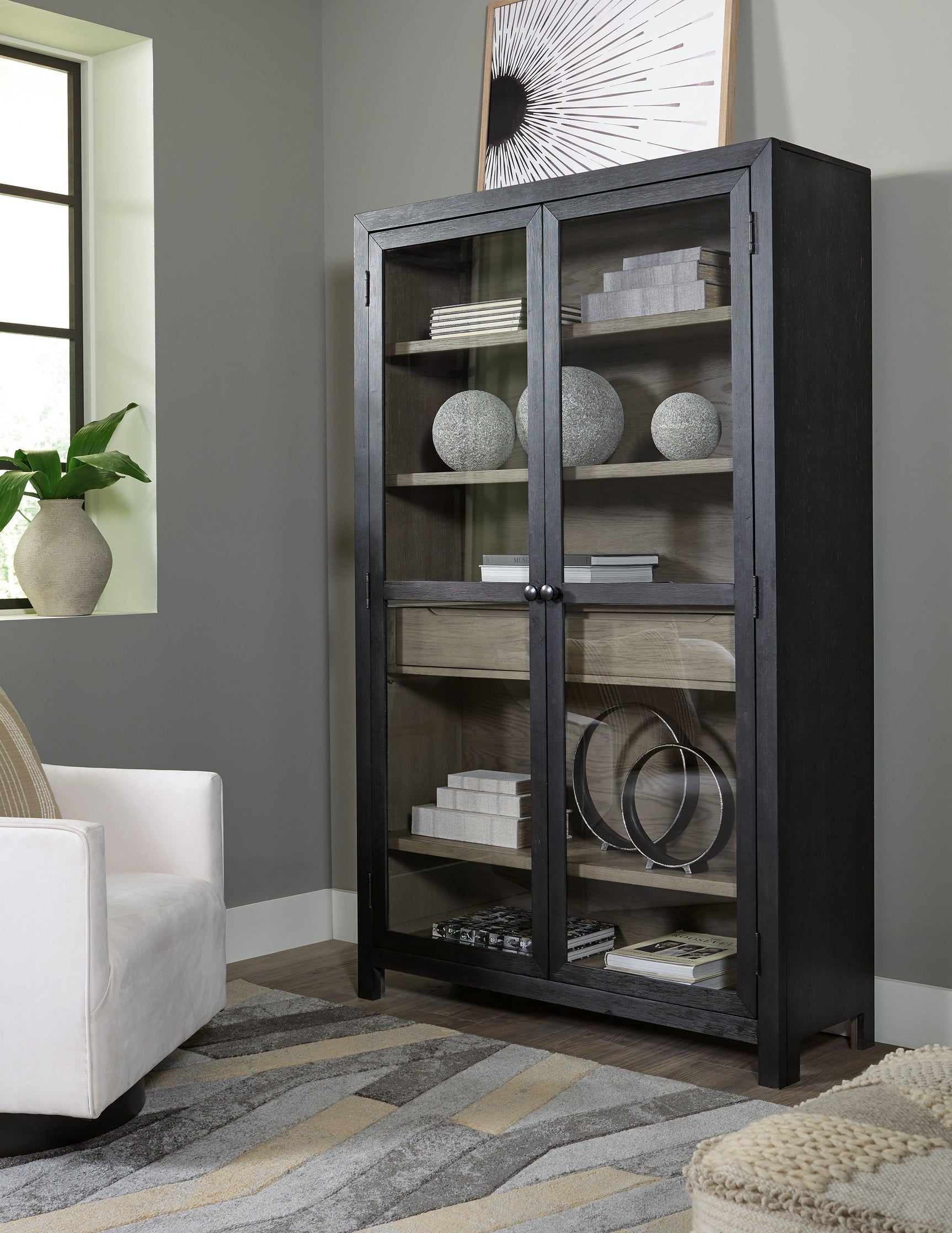 Lenston Black/gray Accent Cabinet - Ella Furniture
