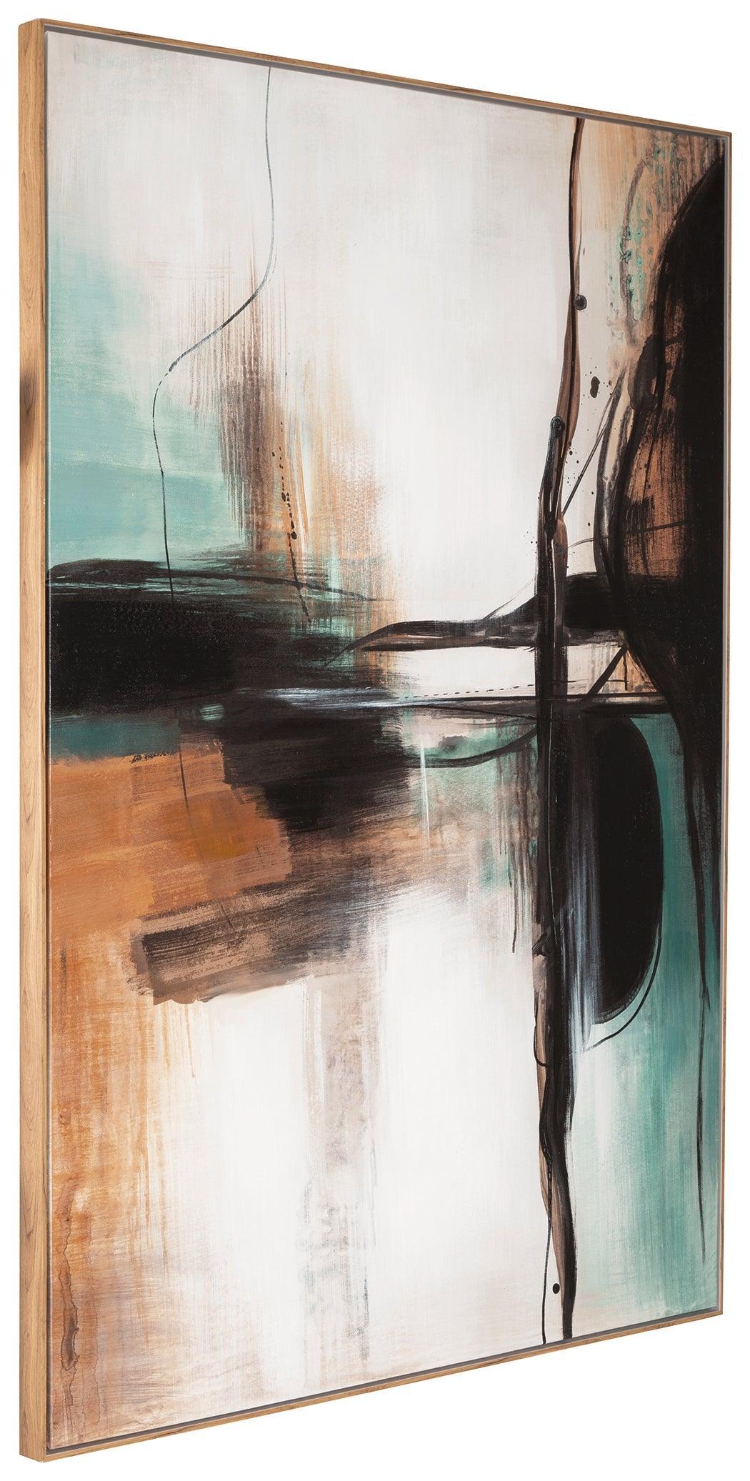 Brunonia Teal/orange/black Wall Art - Ella Furniture