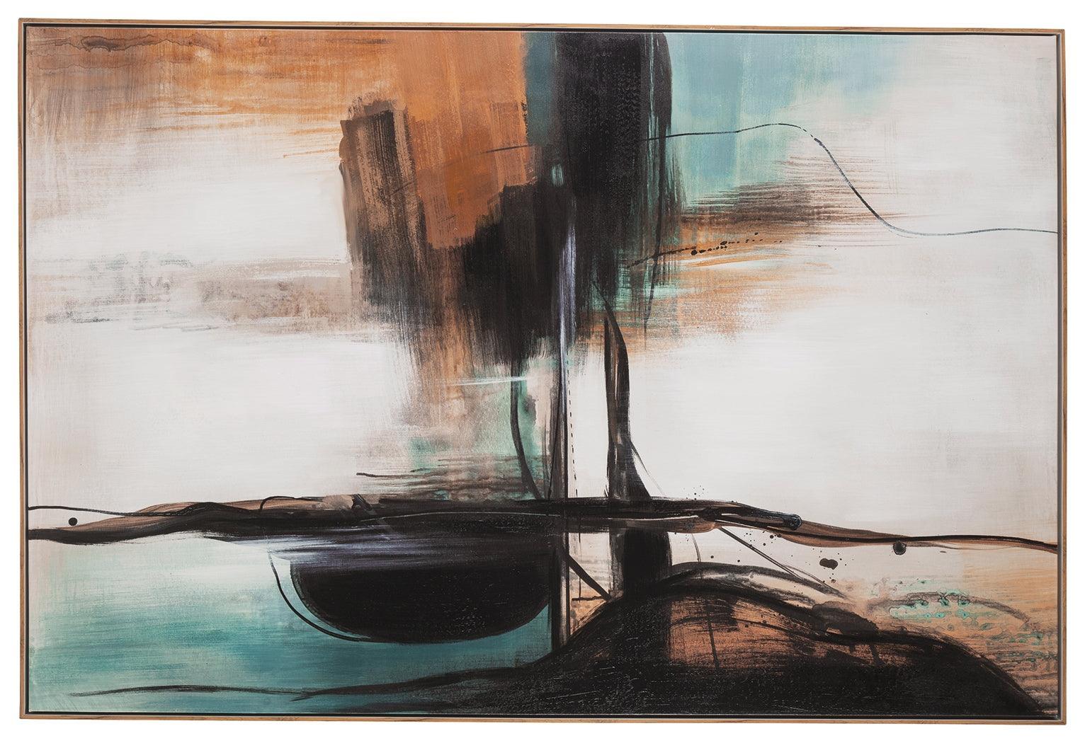 Brunonia Teal/orange/black Wall Art - Ella Furniture