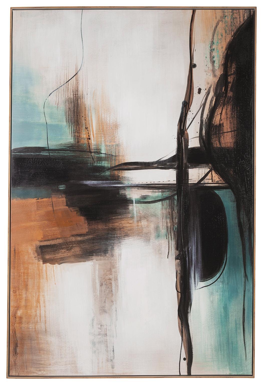 Brunonia Teal/orange/black Wall Art - Ella Furniture