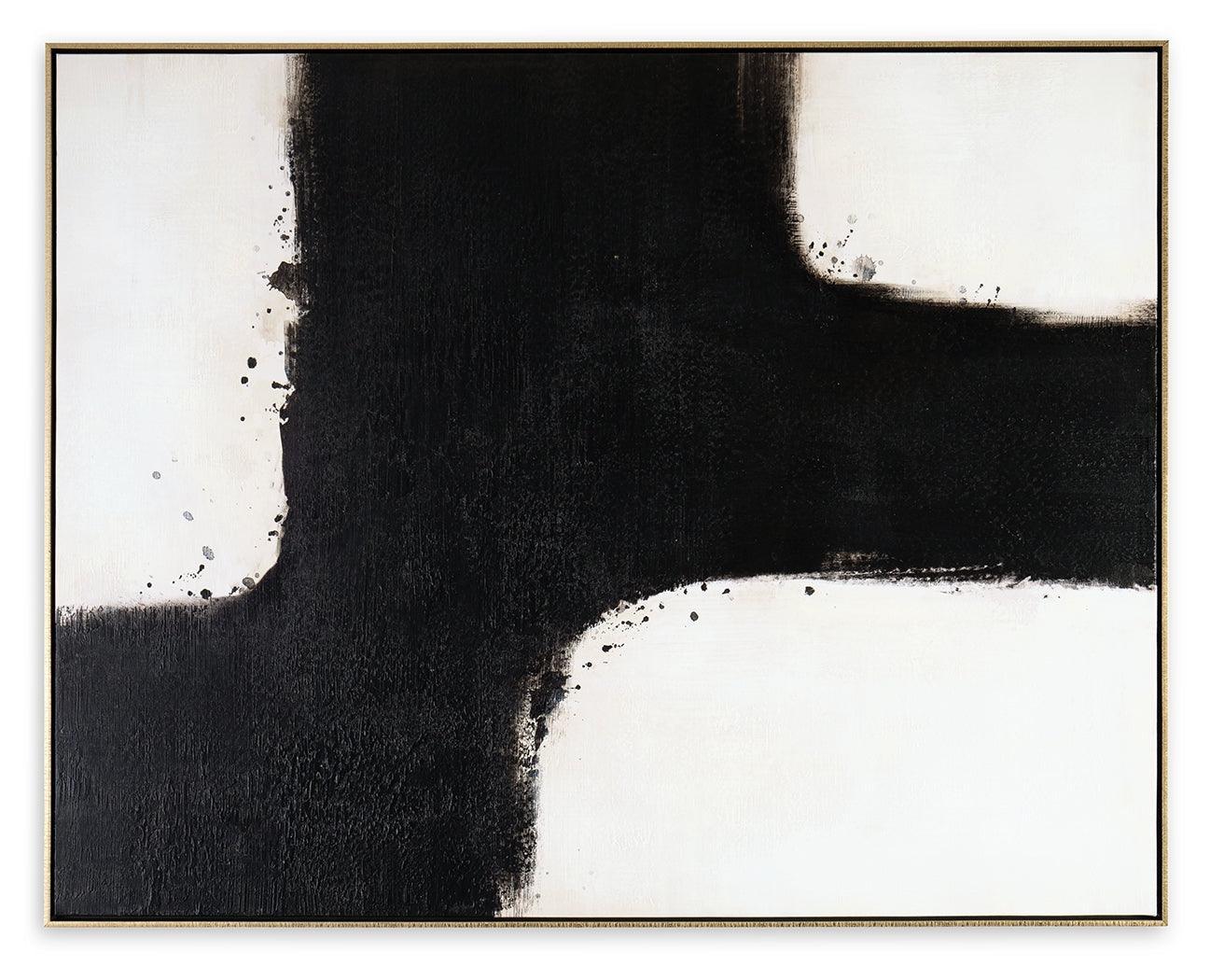 Reighlea Black/White Wall Art - Ella Furniture