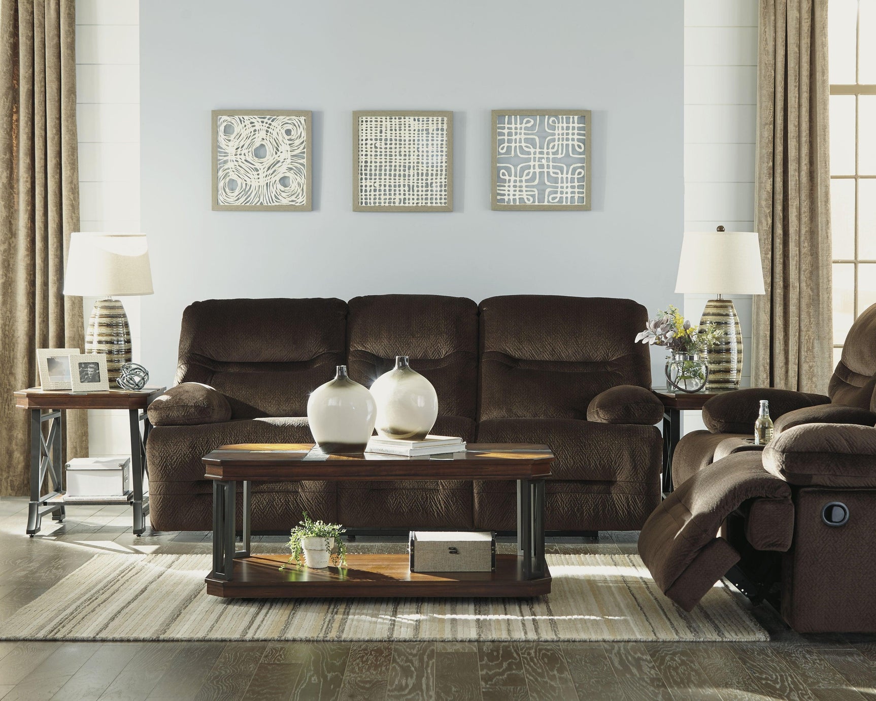 Odella wall decor set of 3 hung on living room wall