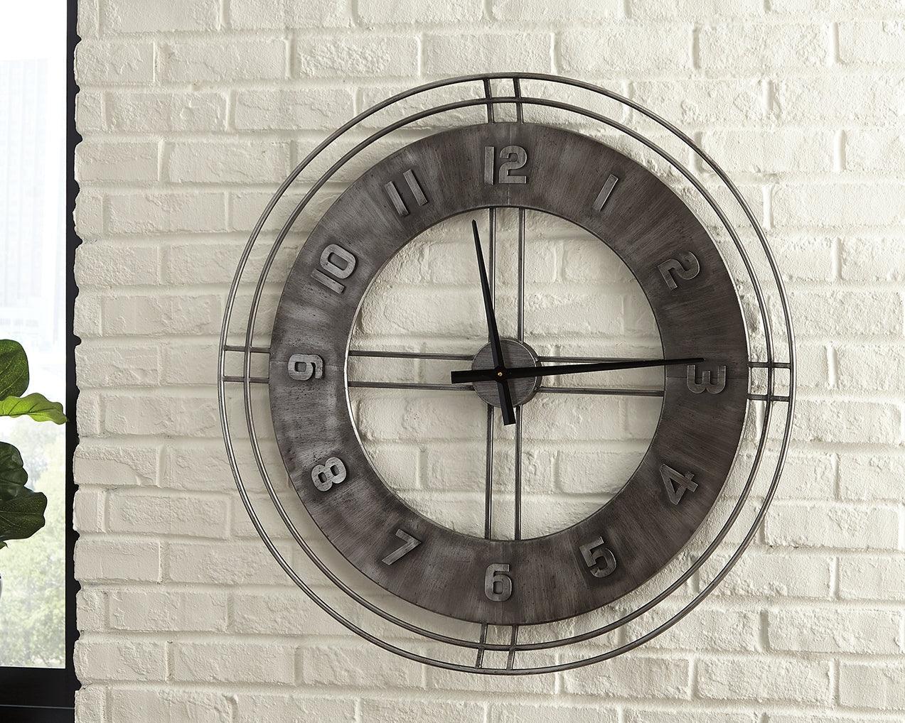 Ana Sofia Antique Gray 36-inch Metal Wall Clock front view
