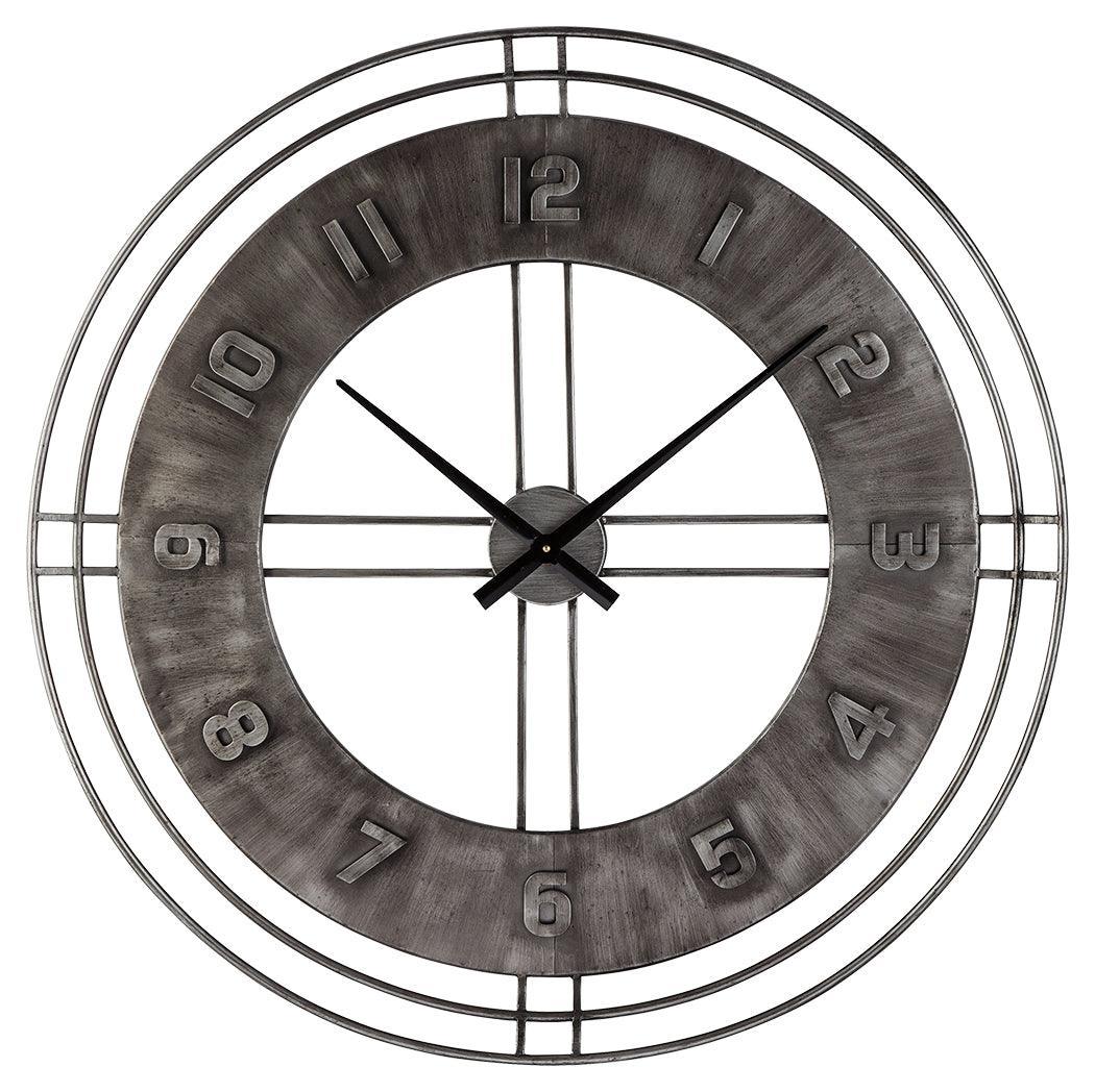 Ana Sofia Antique Gray Wall Clock side angle showing distressed finish