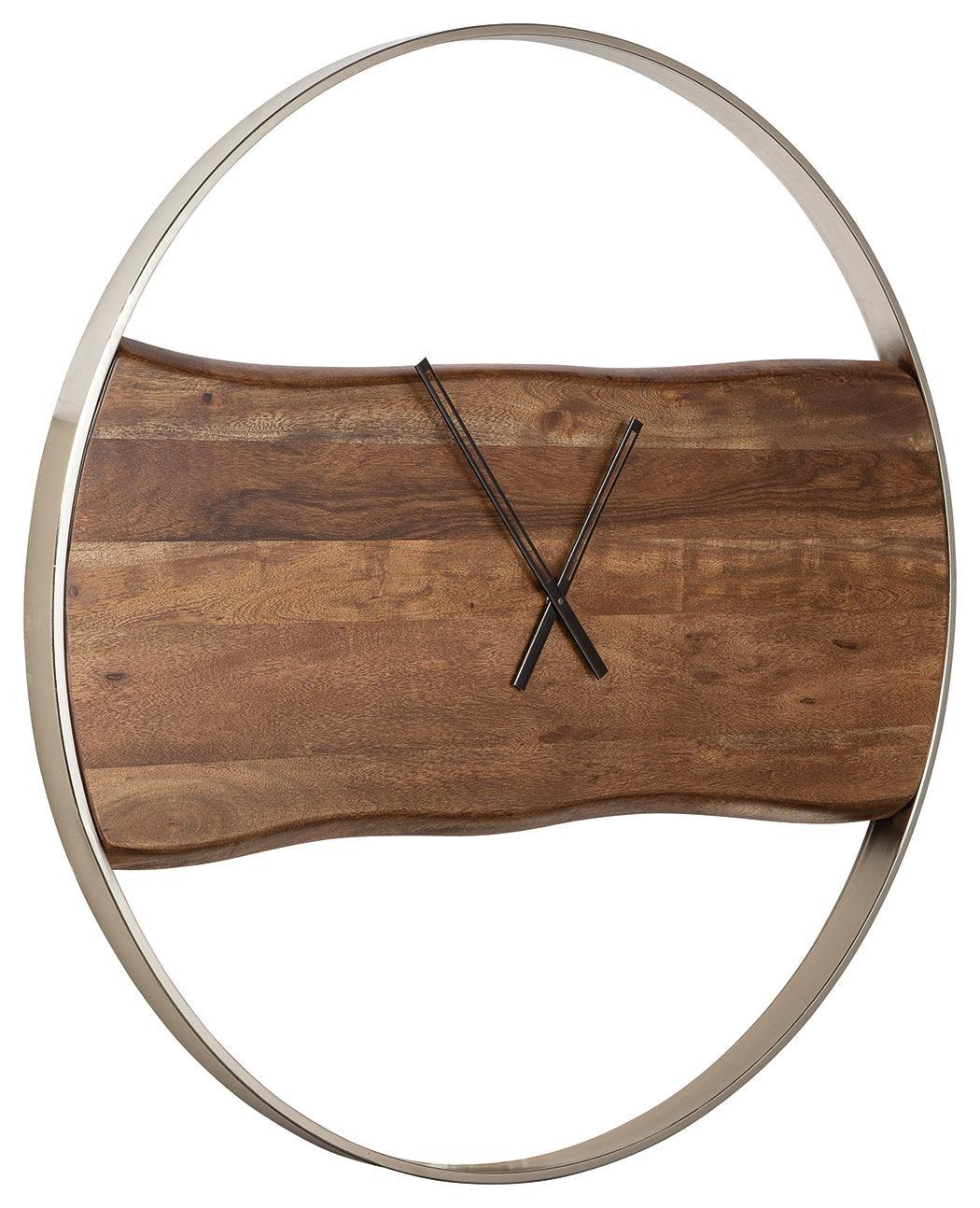 Panchali Brown/silver Finish Wall Clock - Ella Furniture