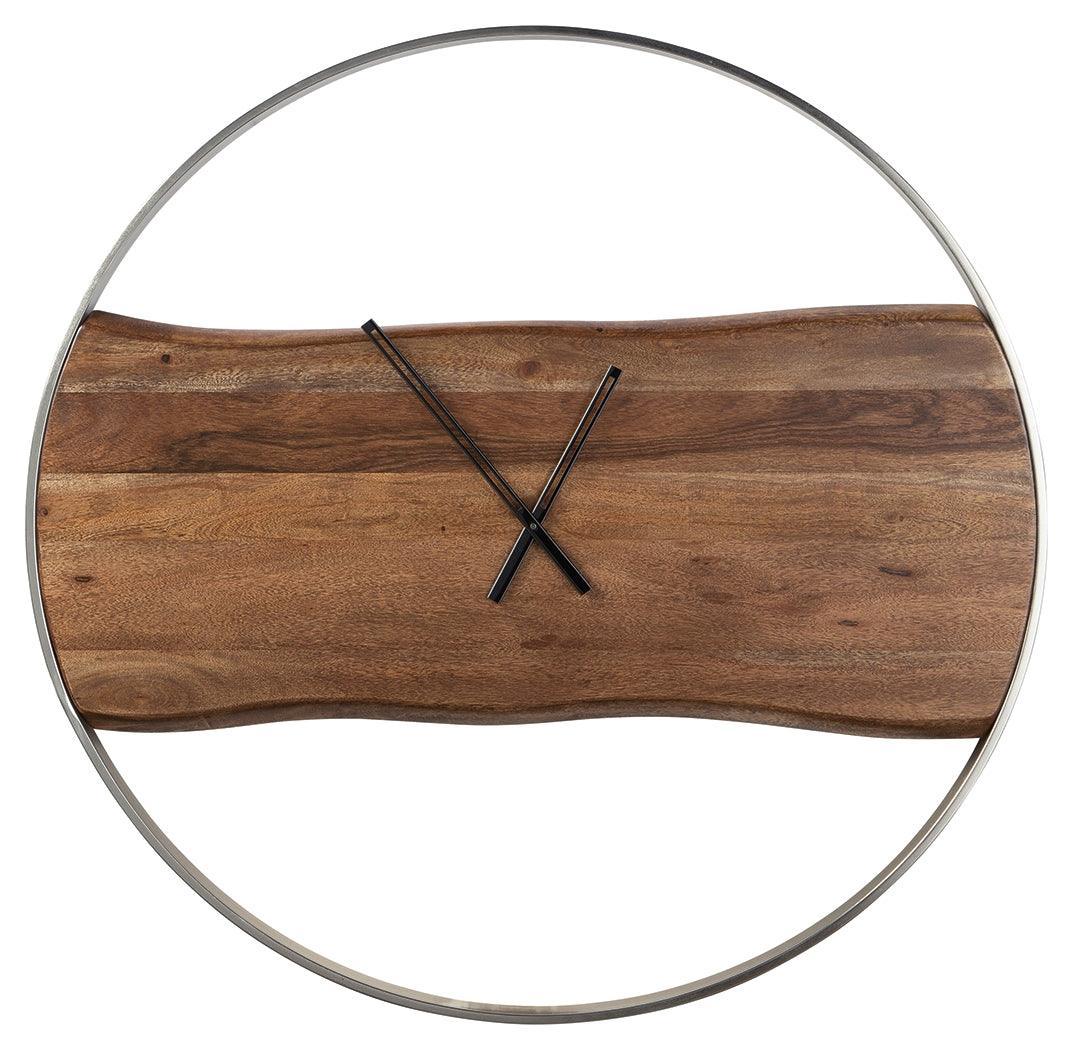 Panchali Brown/silver Finish Wall Clock - Ella Furniture