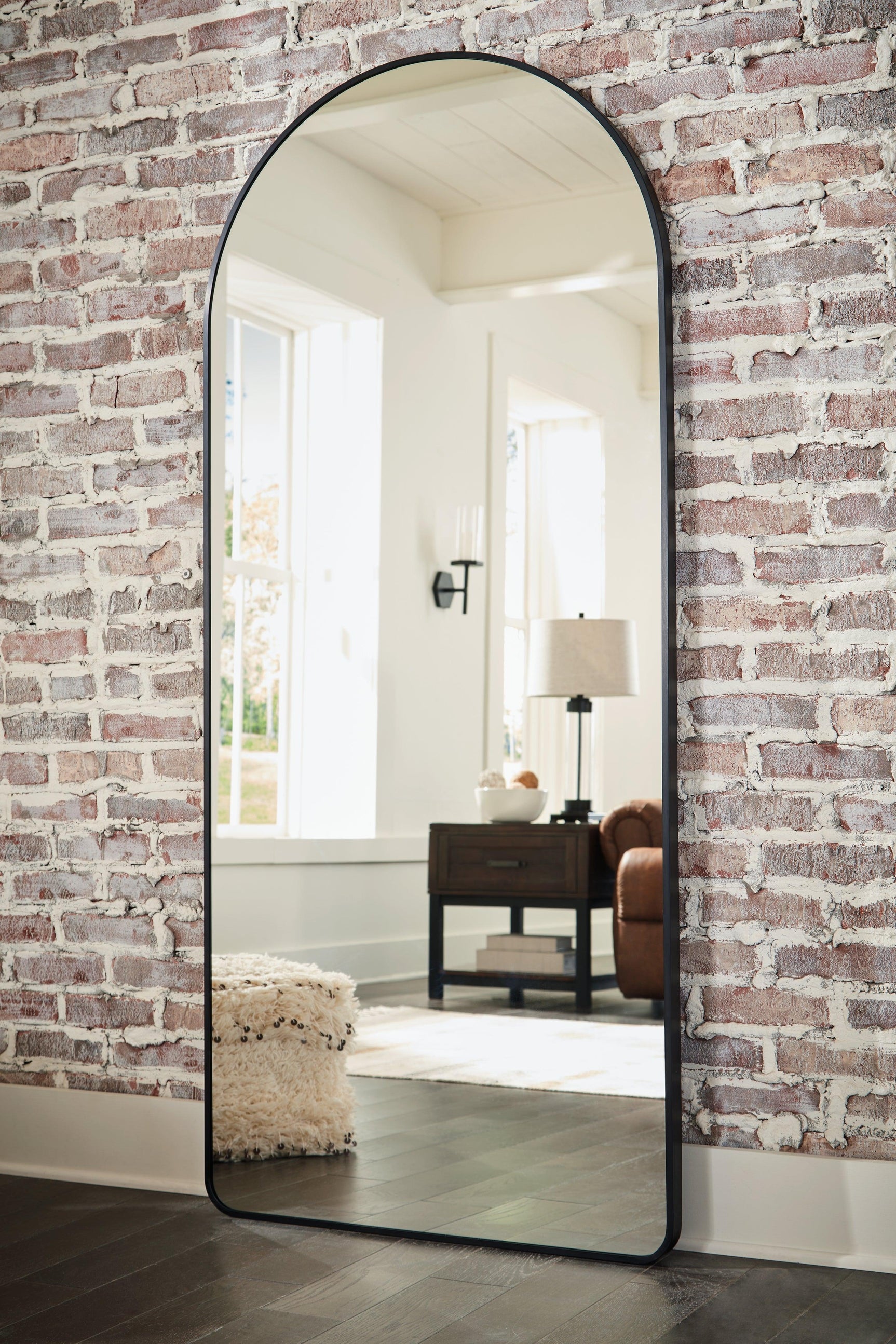 Sethall Black Floor Mirror - Ella Furniture