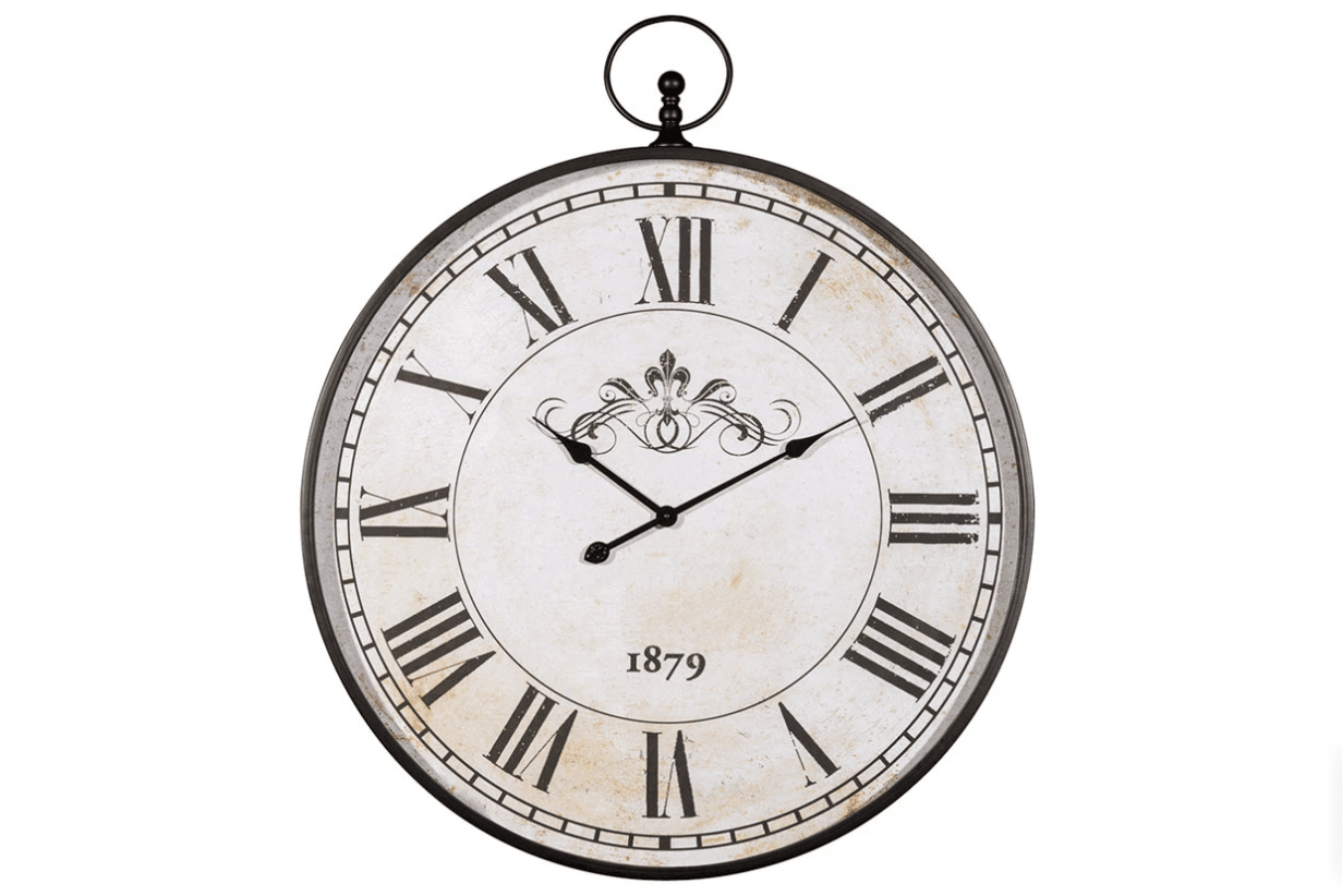 Pendulum detail on Augustina antique black wall clock