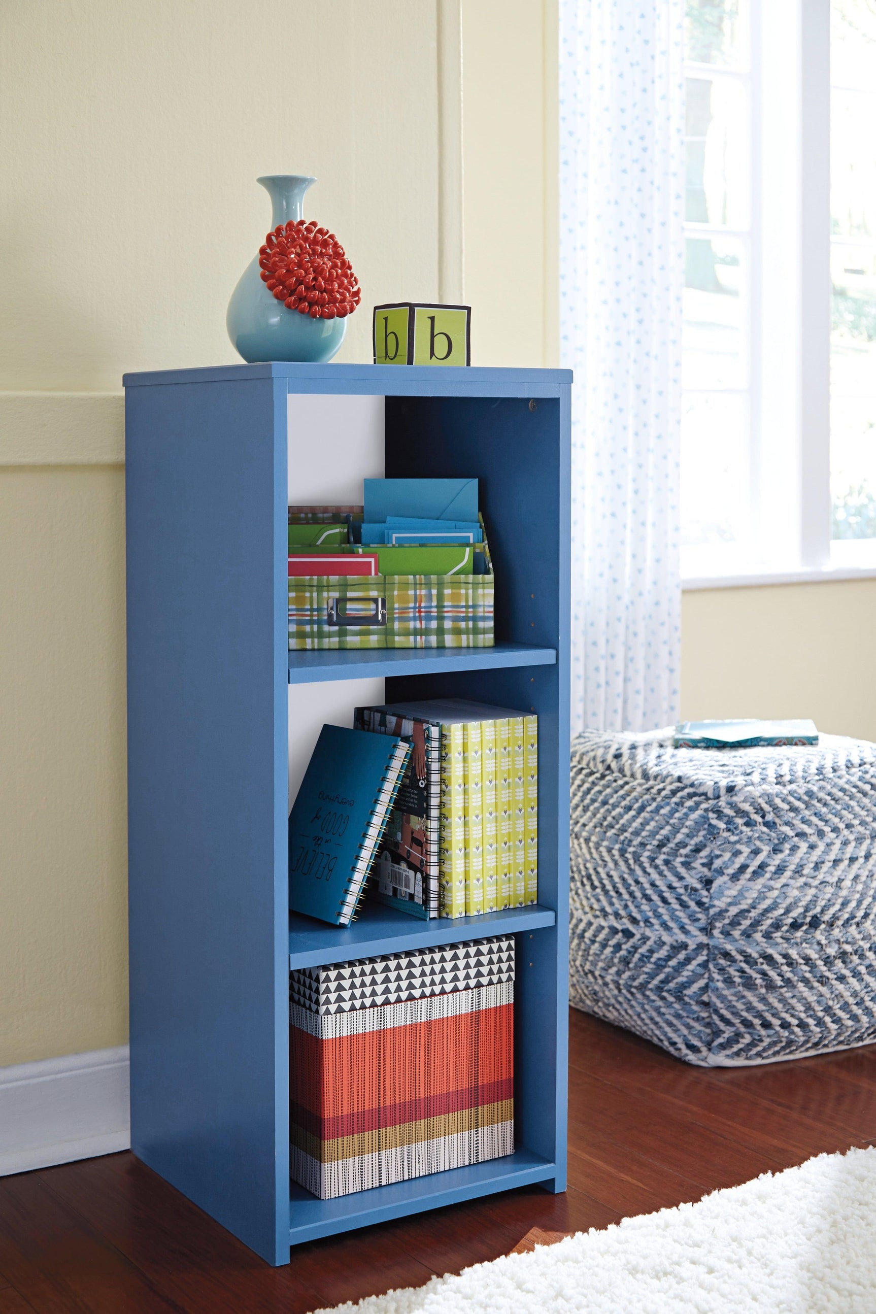 Chevron Blue Pouf - Ella Furniture