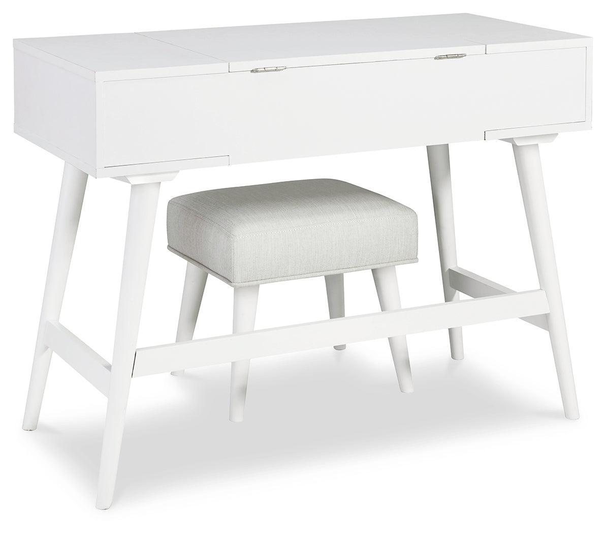 Thadamere White Vanity With Stool - Ella Furniture