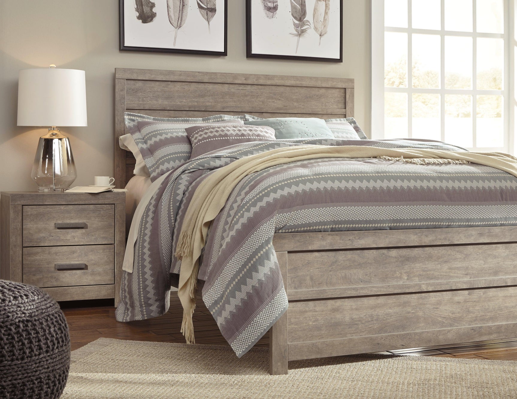 Culverbach Gray King Panel Bed - Ella Furniture