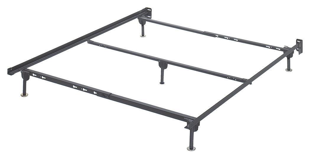 Frames and Rails metallic queen bolt-on bed frame in metallic finish side view