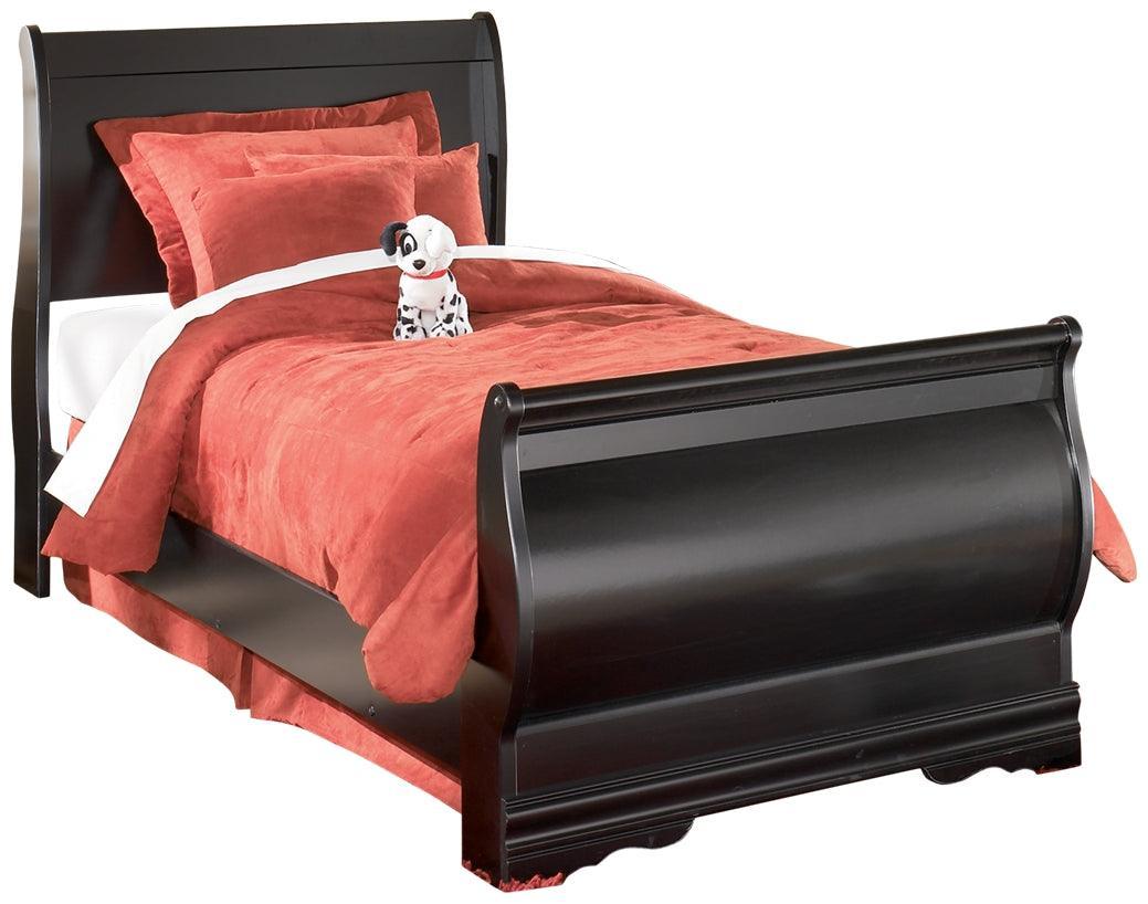 Huey Vineyard Black Twin Sleigh Bed - Ella Furniture