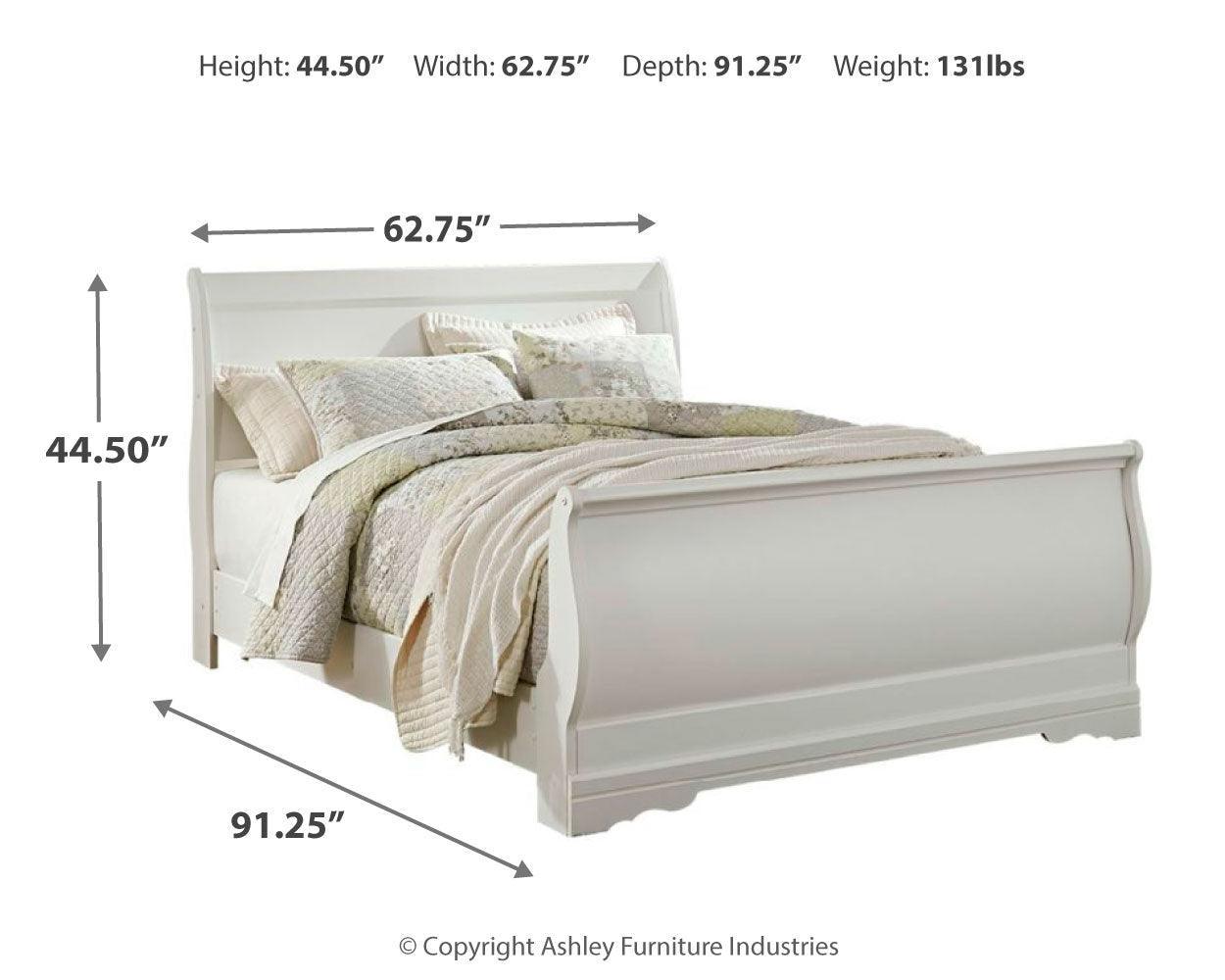 Anarasia White Queen Sleigh Bed - Ella Furniture