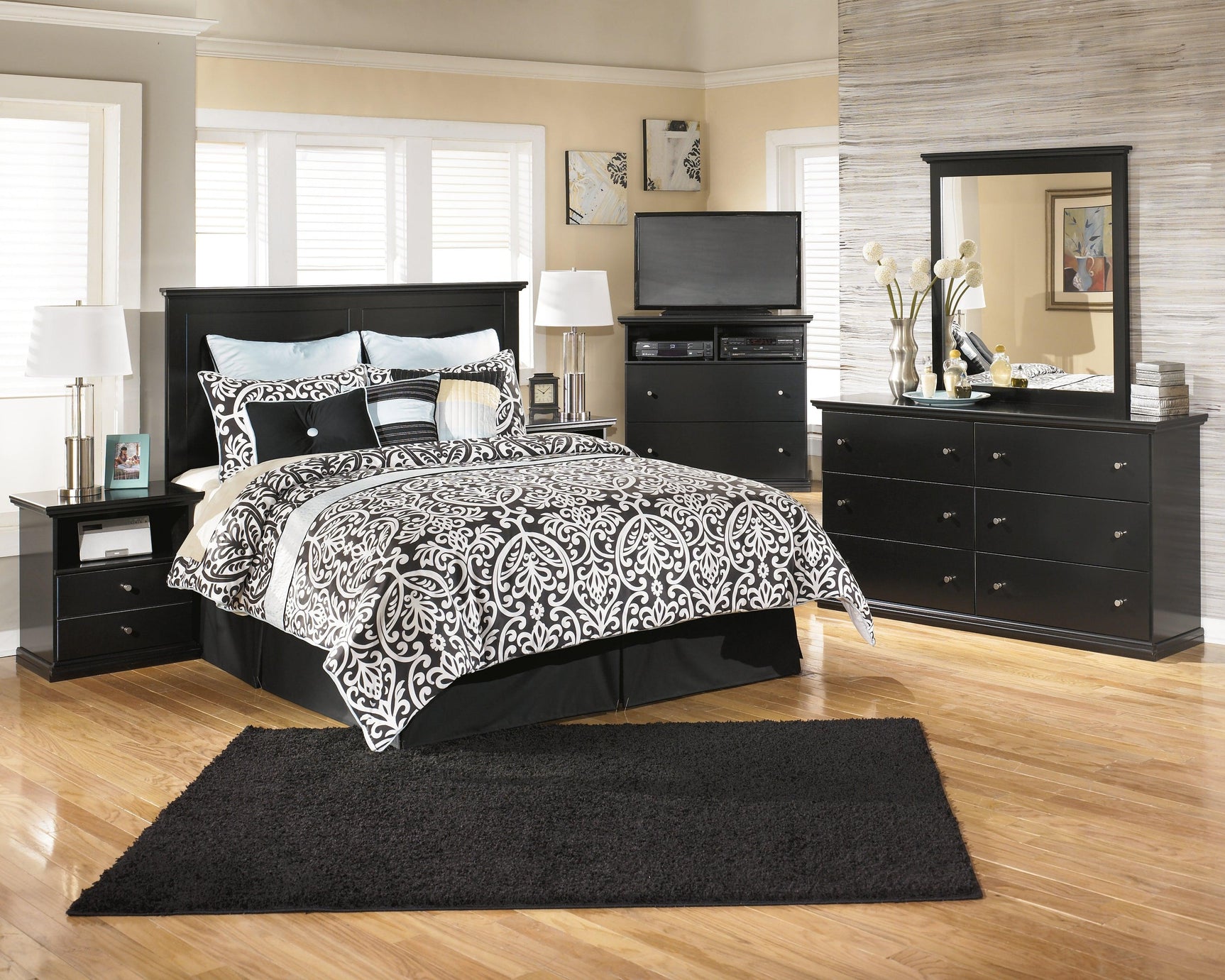 Maribel Black Dresser And Mirror - Ella Furniture