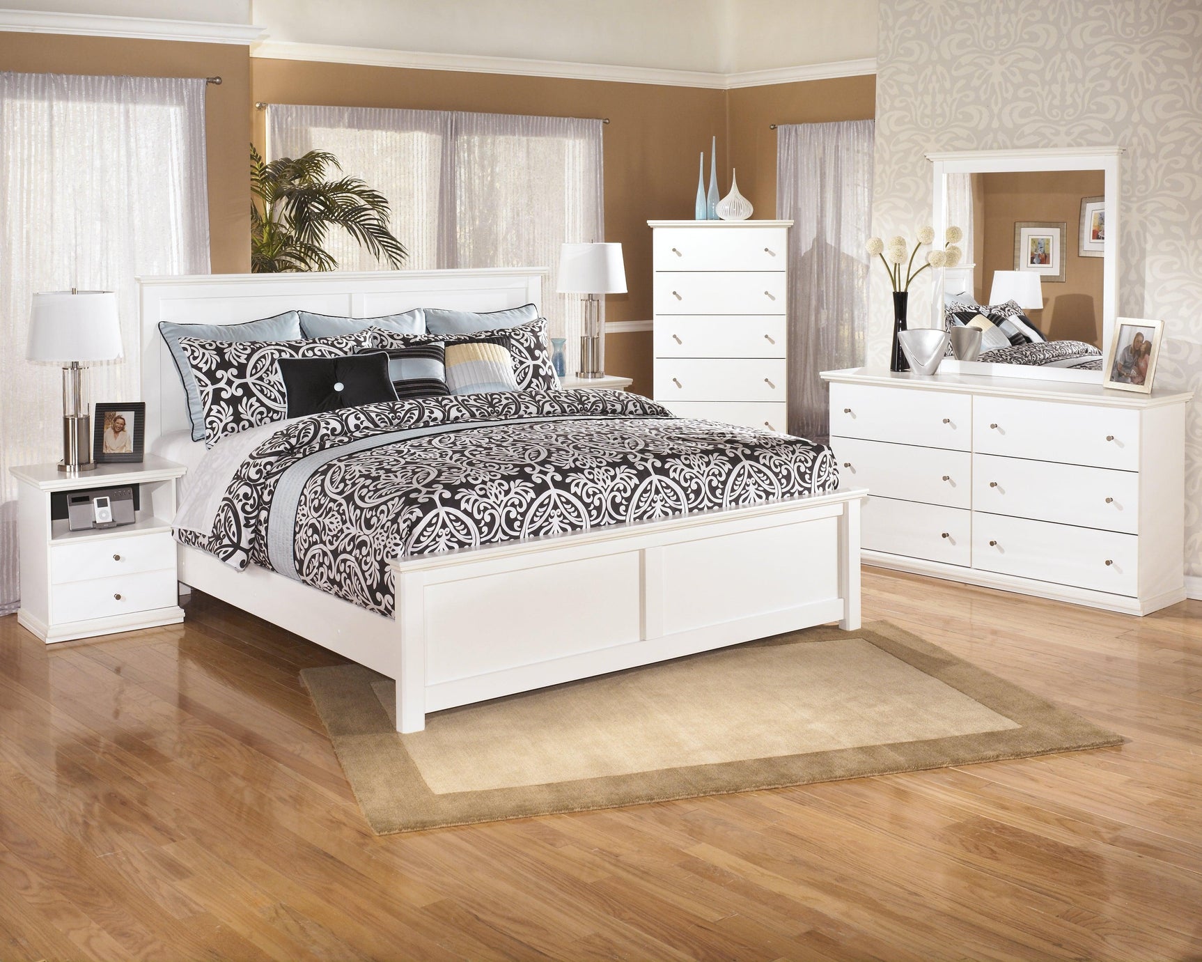 Top-down view of Bostwick Shoals White Nightstand drawer and surface