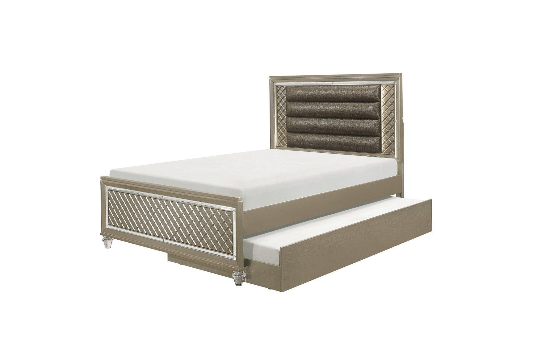 Loudon Champagne Finish Modern Classic Sturdy Pine Wood Youth Louden Platform Bedroom Set - Ella Furniture