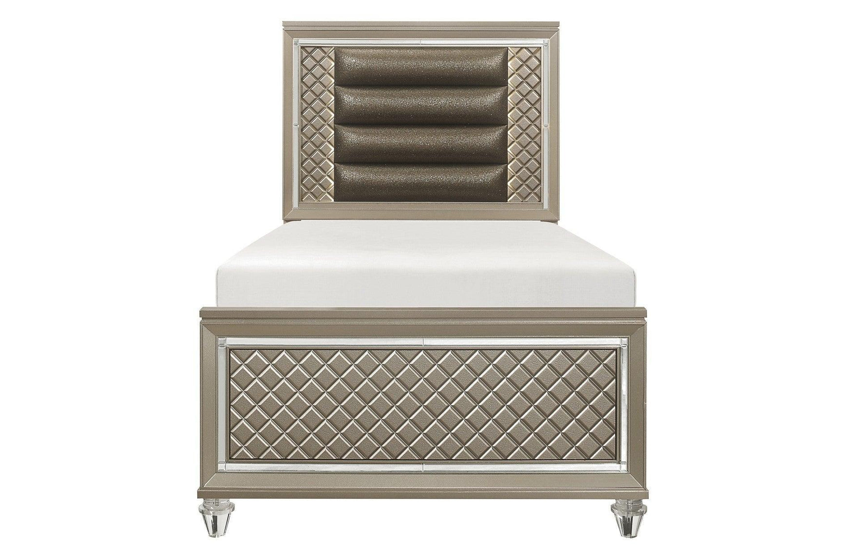 Loudon Champagne Finish Modern Classic Sturdy Pine Wood Youth Louden Platform Bedroom Set - Ella Furniture