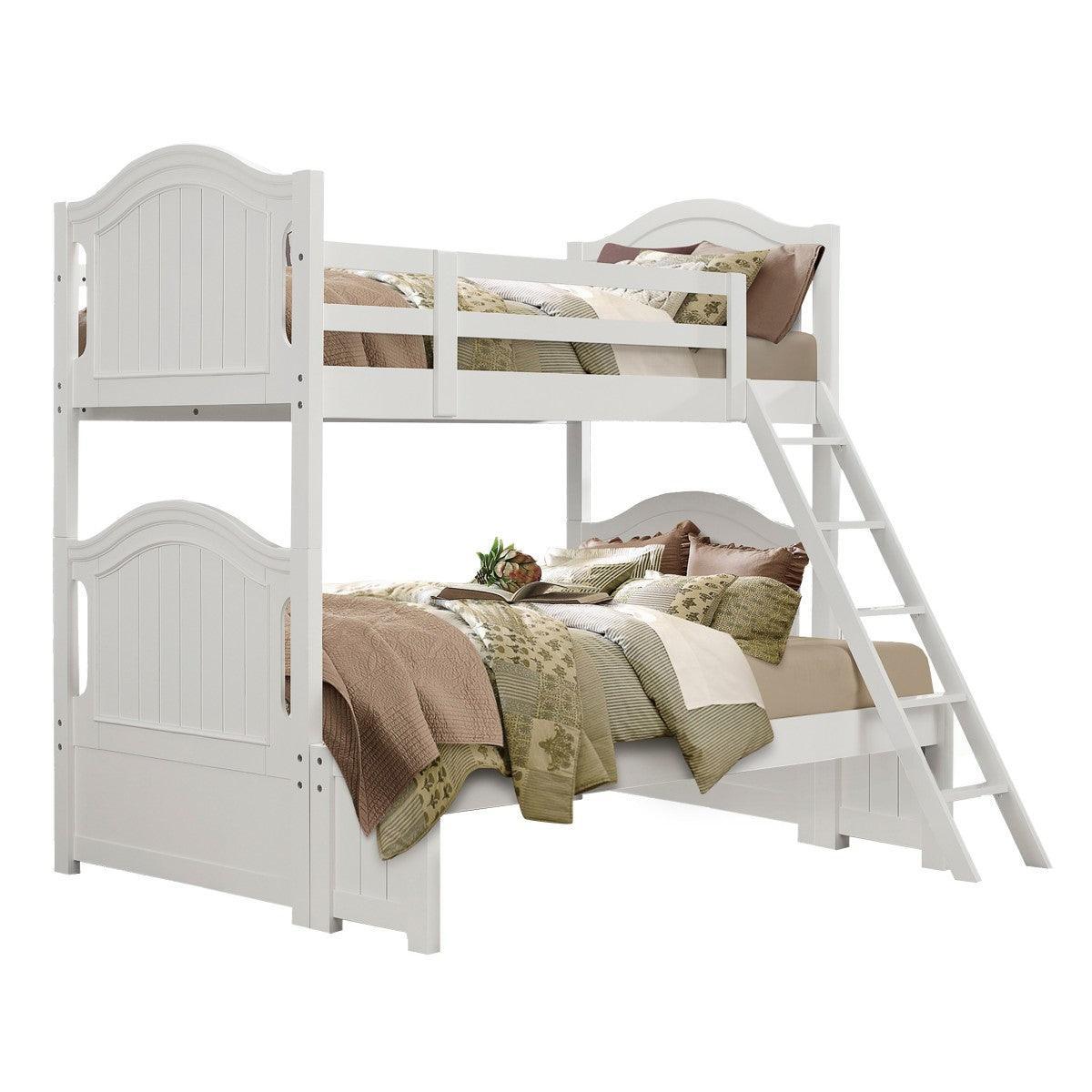 Clementine White Modern Wood And Engineered Wood Twin/full Bunk Bed With Twin Trundle - Ella Furniture