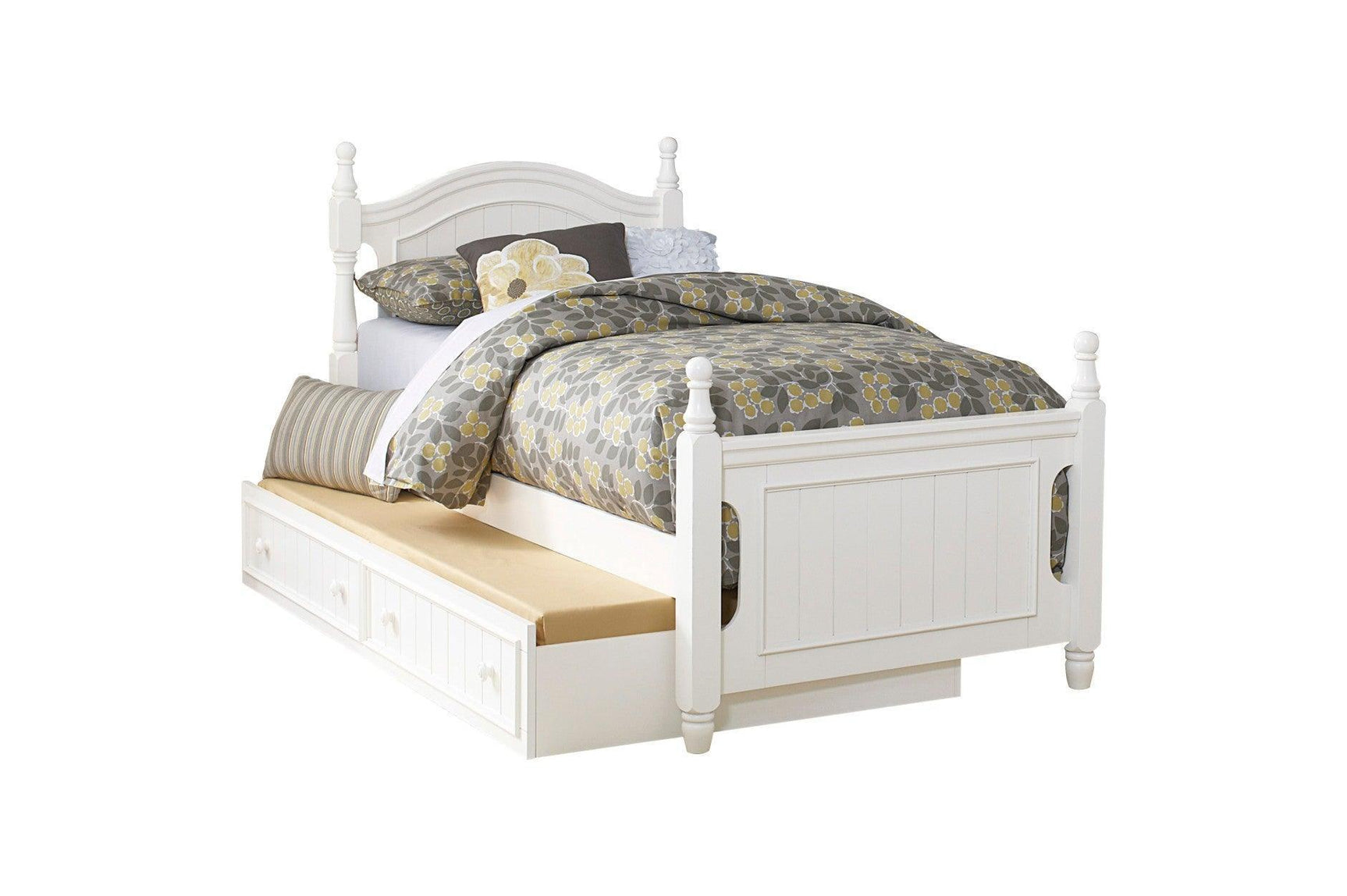 Clementine White Contemporary Traditional Solid Wood Trundle Storage Youth Platform Bedroom Set - Ella Furniture