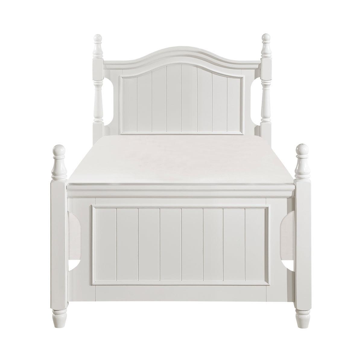 Clementine White Classic Wood And Engineered Wood Youth Twin Poster Bed - Ella Furniture