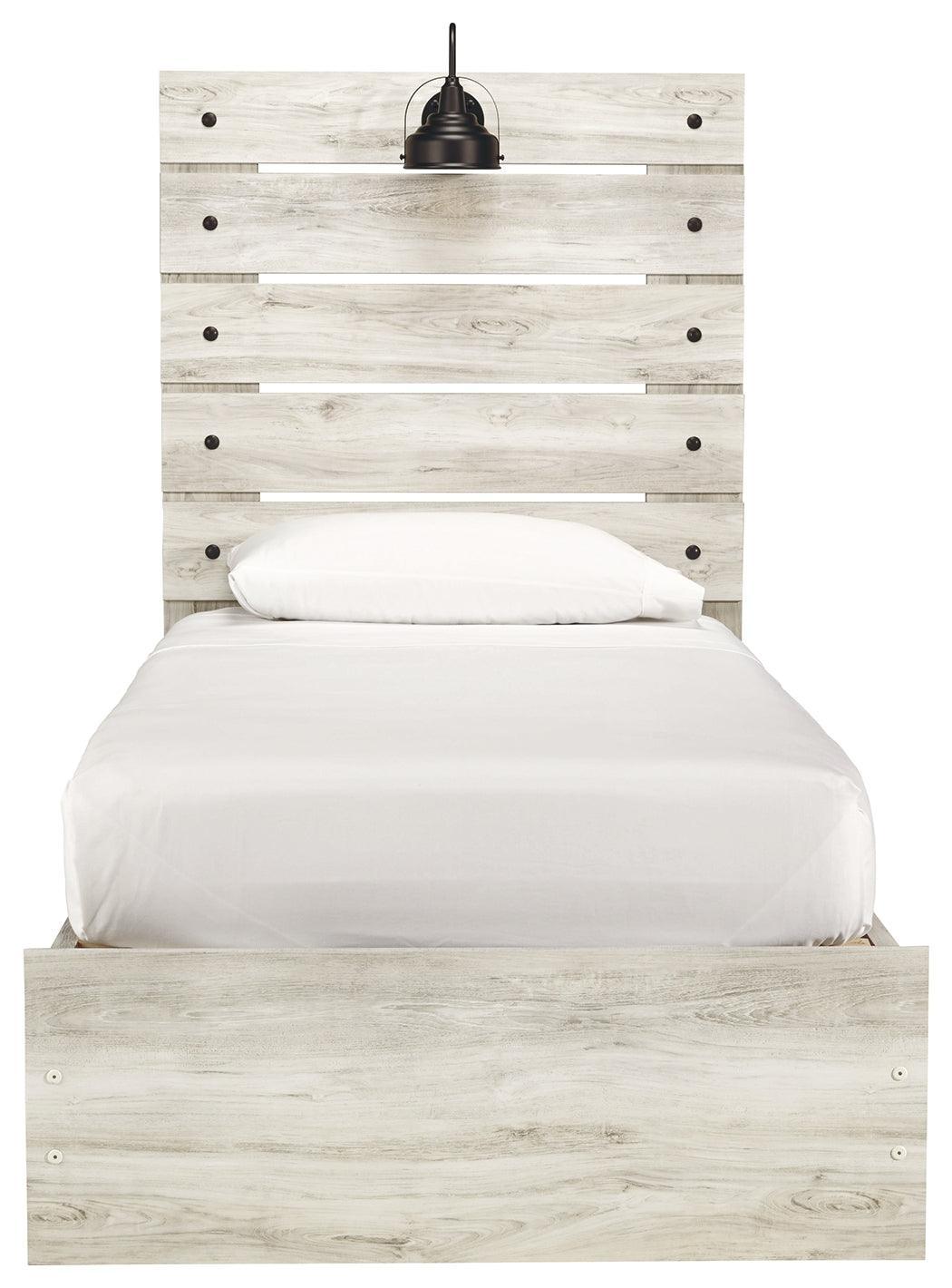 Cambeck Whitewash Twin Panel Bed With 4 Storage Drawers - Ella Furniture
