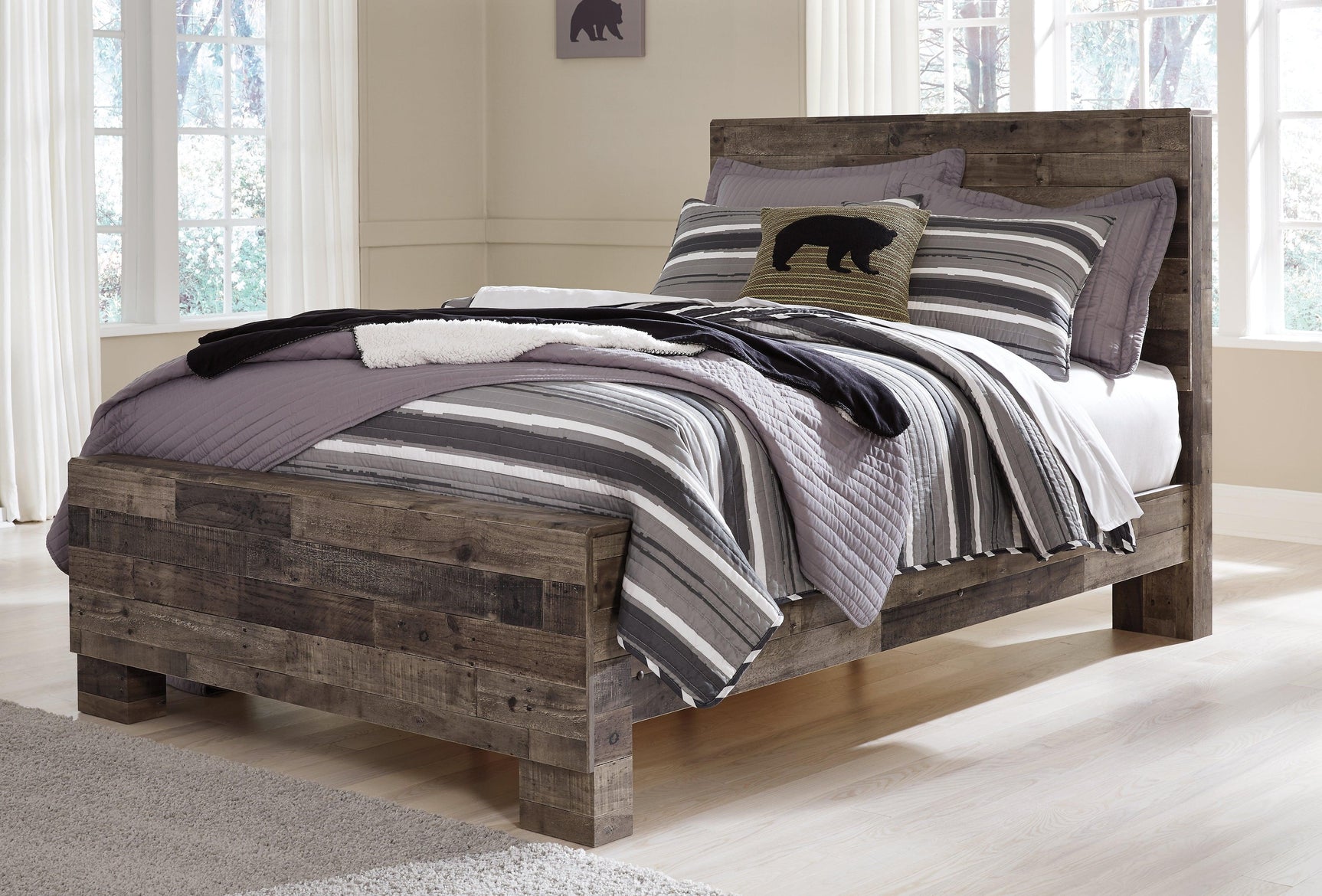 Derekson Multi Gray Full Panel Bed - Ella Furniture
