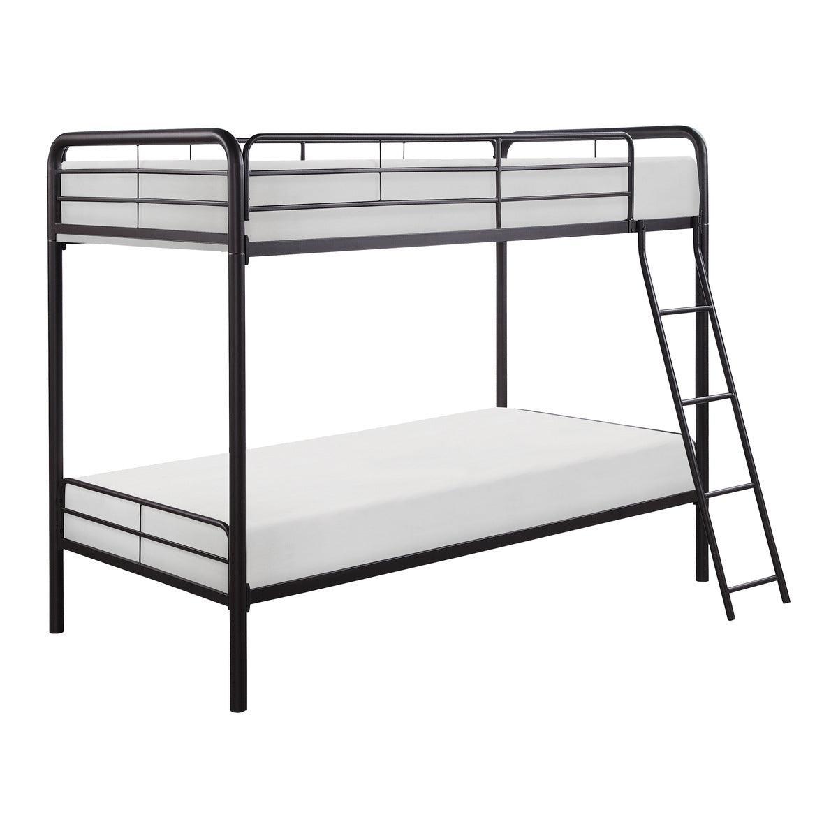 Lunar Dark Bronze Modern Traditional Metal Twin/twin Sturdy Ladder Bunk Bed Assembly Required - Ella Furniture