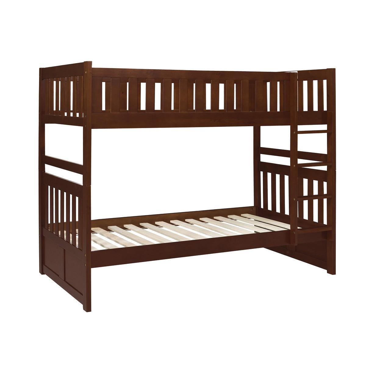 Rowe Dark Cherry Transitional Pine Veneer, Wood And Engineered Wood Twin/twin Bunk Bed - Ella Furniture