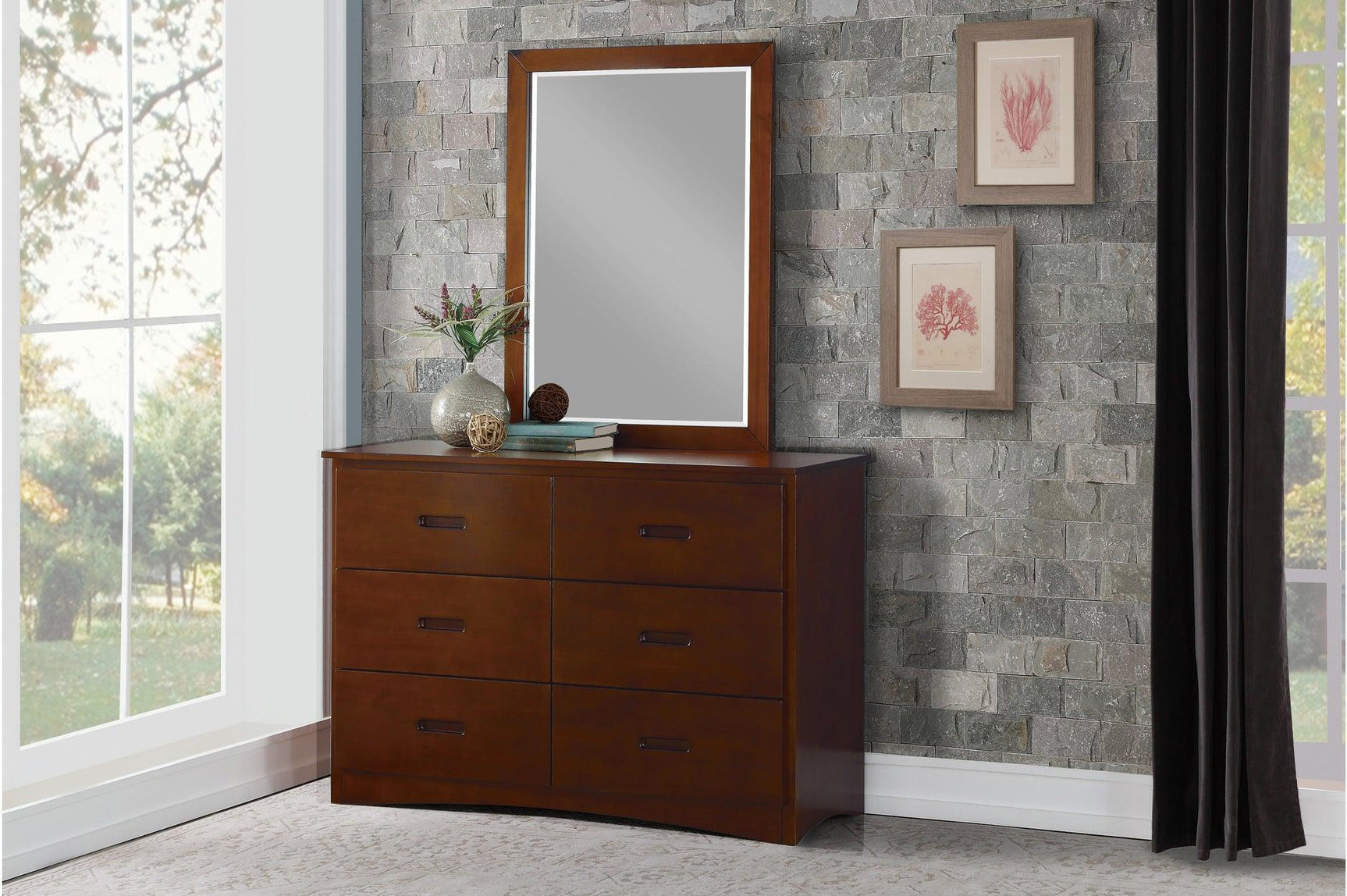 Rowe Dark Cherry Transitional Solid Wood Youth Twin Over Twin With Storage Stair Steps Bedroom Set - Ella Furniture