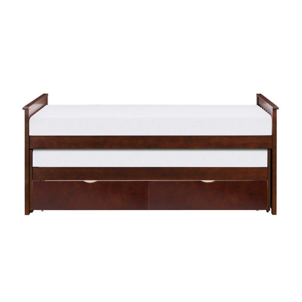 Rowe Dark Cherry Pine Veneer, Wood And Engineered Wood Youth Twin Daybed With Storage Boxes - Ella Furniture