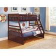 Rowe Dark Cherry Transitional Pine Veneer, Wood And Engineered Wood Twin/full Bunk Bed - Ella Furniture