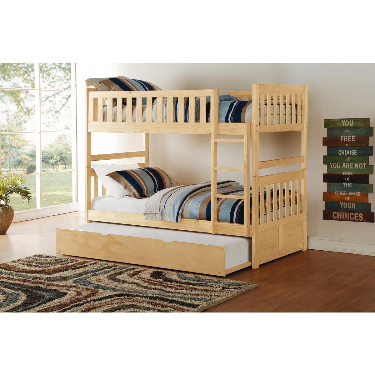 Bartly Natural Pine Pine Veneer, Wood And Engineered Wood Twin/twin Bunk Bed With Twin Trundle - Ella Furniture