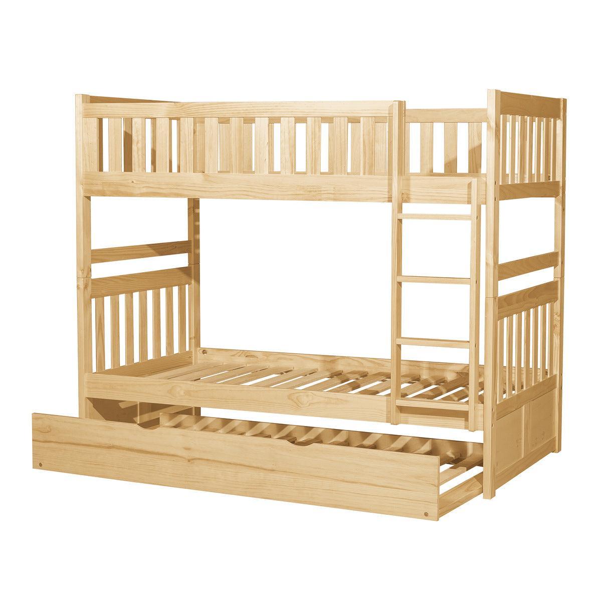 Bartly Natural Pine Pine Veneer, Wood And Engineered Wood Twin/twin Bunk Bed With Twin Trundle - Ella Furniture