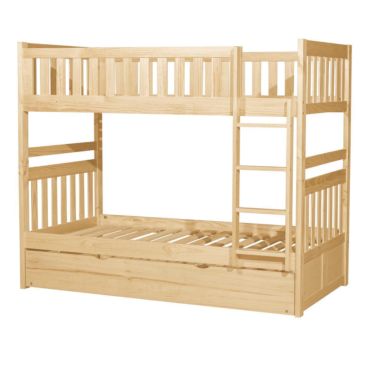 Bartly Natural Pine Pine Veneer, Wood And Engineered Wood Twin/twin Bunk Bed With Twin Trundle - Ella Furniture