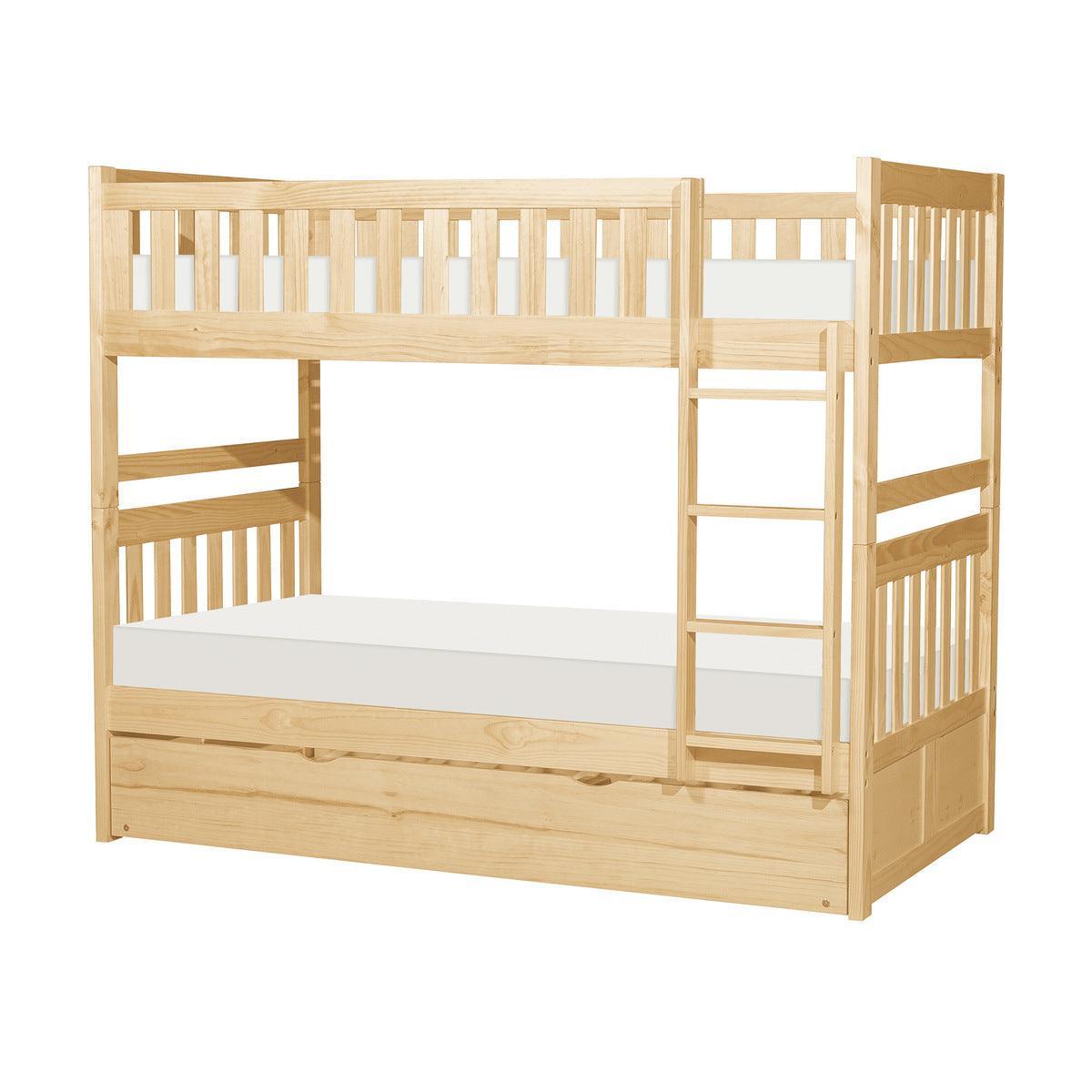 Bartly Natural Pine Pine Veneer, Wood And Engineered Wood Twin/twin Bunk Bed With Twin Trundle - Ella Furniture