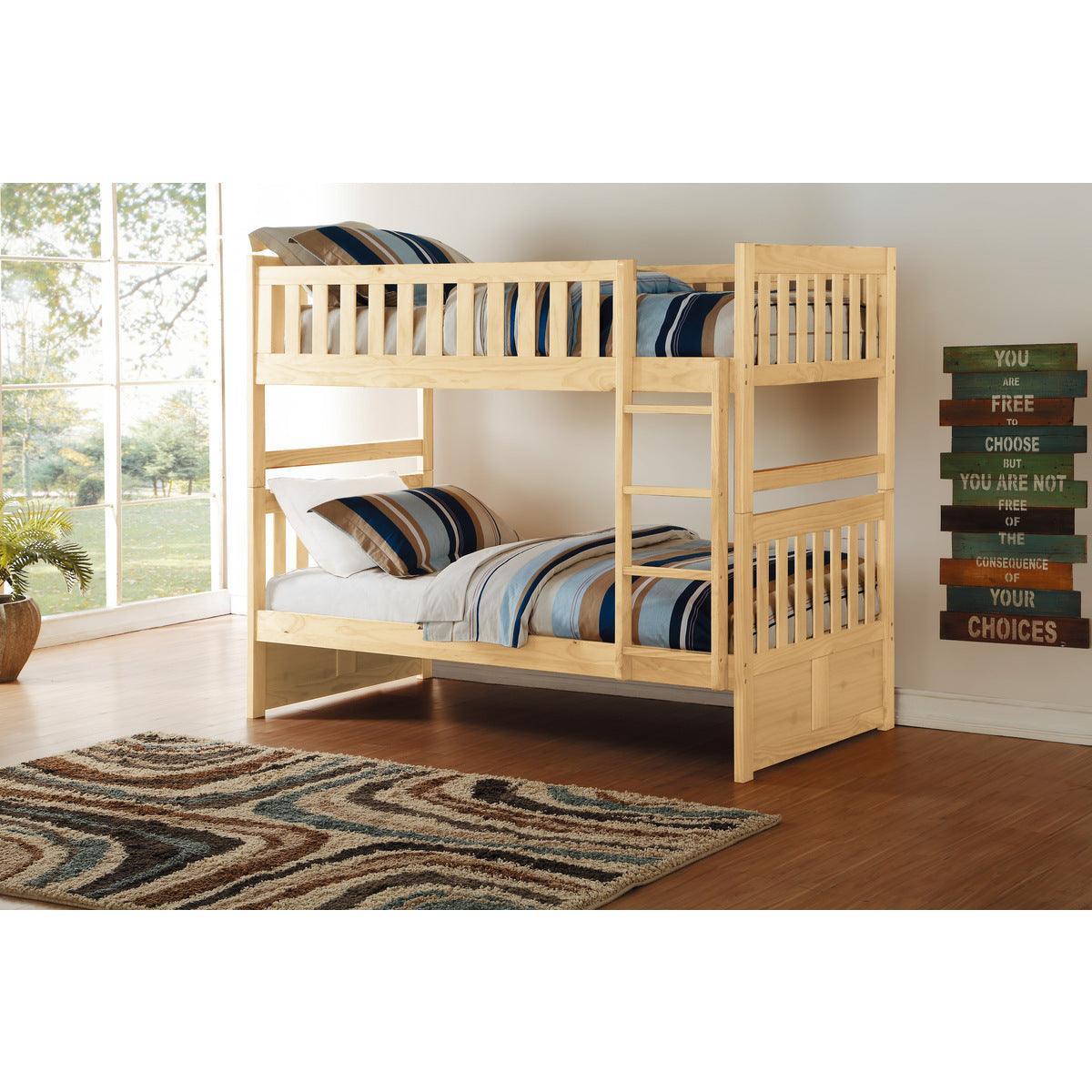 Bartly Natural Pine Transitional Pine Veneer, Wood And Engineered Wood Twin/twin Bunk Bed - Ella Furniture