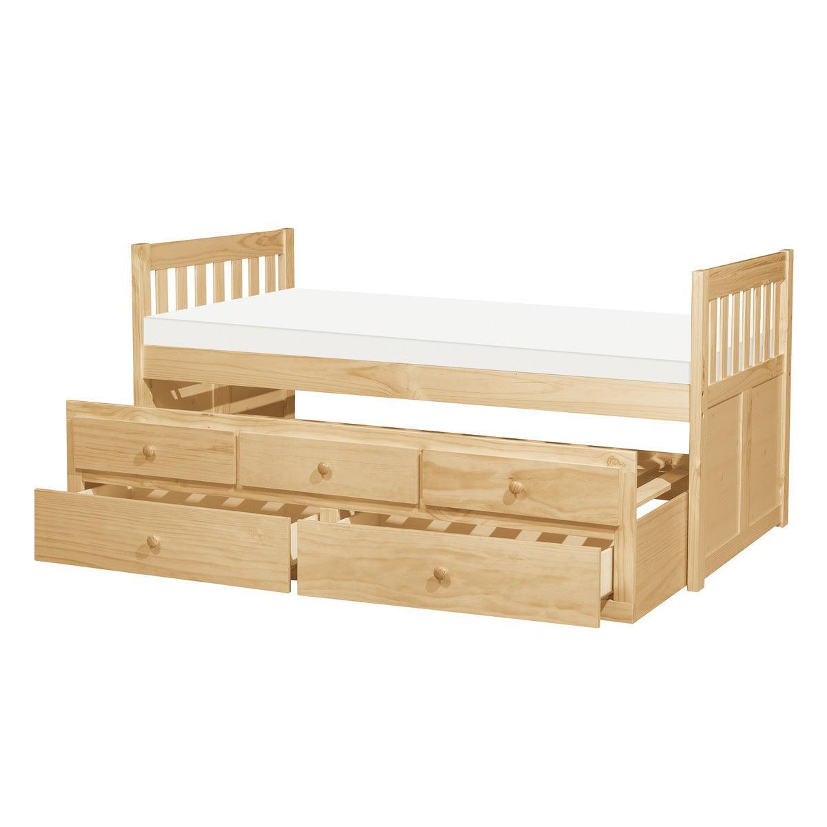 Bartly Natural Pine Pine Veneer, Wood And Engineered Wood Youth Twin Panel Storage Trundle Bed - Ella Furniture