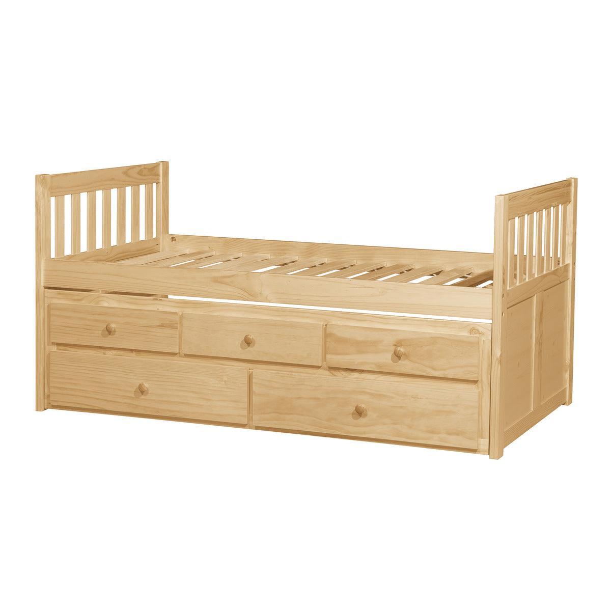 Bartly Natural Pine Pine Veneer, Wood And Engineered Wood Youth Twin Panel Storage Trundle Bed - Ella Furniture