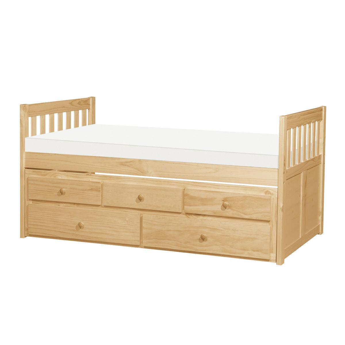 Bartly Natural Pine Pine Veneer, Wood And Engineered Wood Youth Twin Panel Storage Trundle Bed - Ella Furniture
