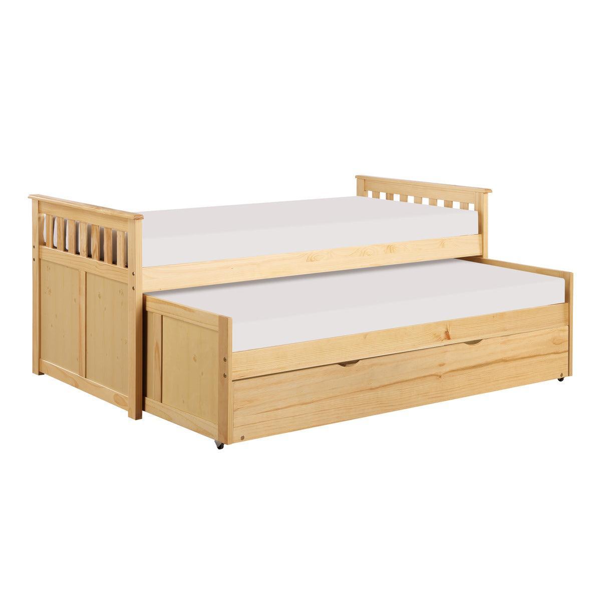 Bartly Natural Pine Transitional Pine Veneer, Wood And Engineered Twin Over Twin Trundle Bed - Ella Furniture