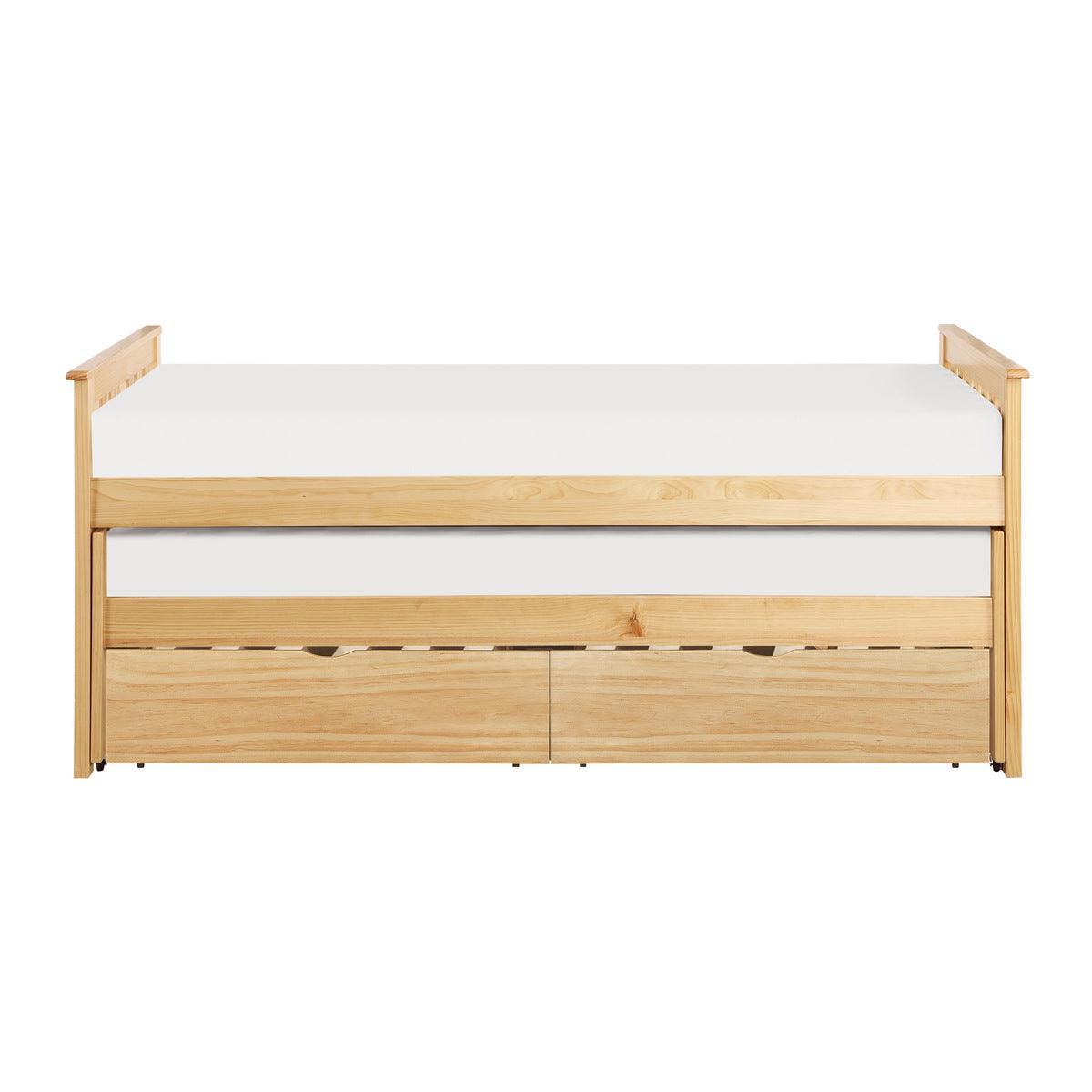 Bartly Natural Pine Pine Veneer, Wood And Engineered Wood Youth Twin Over Twin Storage Bed - Ella Furniture