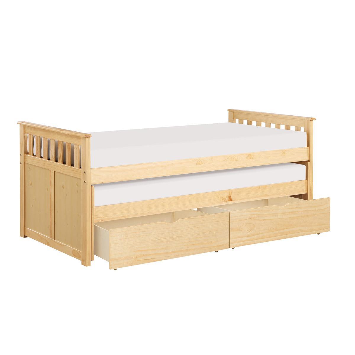 Bartly Natural Pine Pine Veneer, Wood And Engineered Wood Youth Twin Over Twin Storage Bed - Ella Furniture