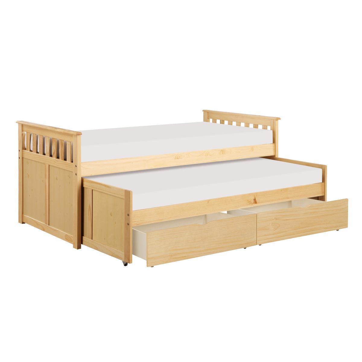 Bartly Natural Pine Pine Veneer, Wood And Engineered Wood Youth Twin Over Twin Storage Bed - Ella Furniture