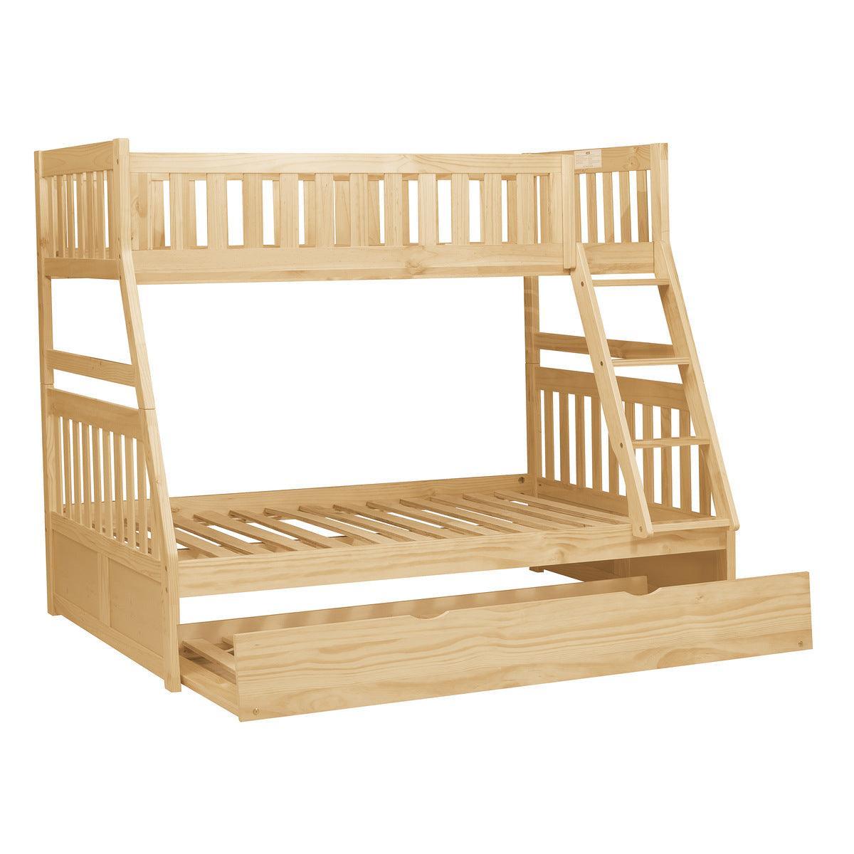 Bartly Natural Pine Veneer, Wood And Engineered Wood Twin/full Bunk Bed With Twin Trundle - Ella Furniture