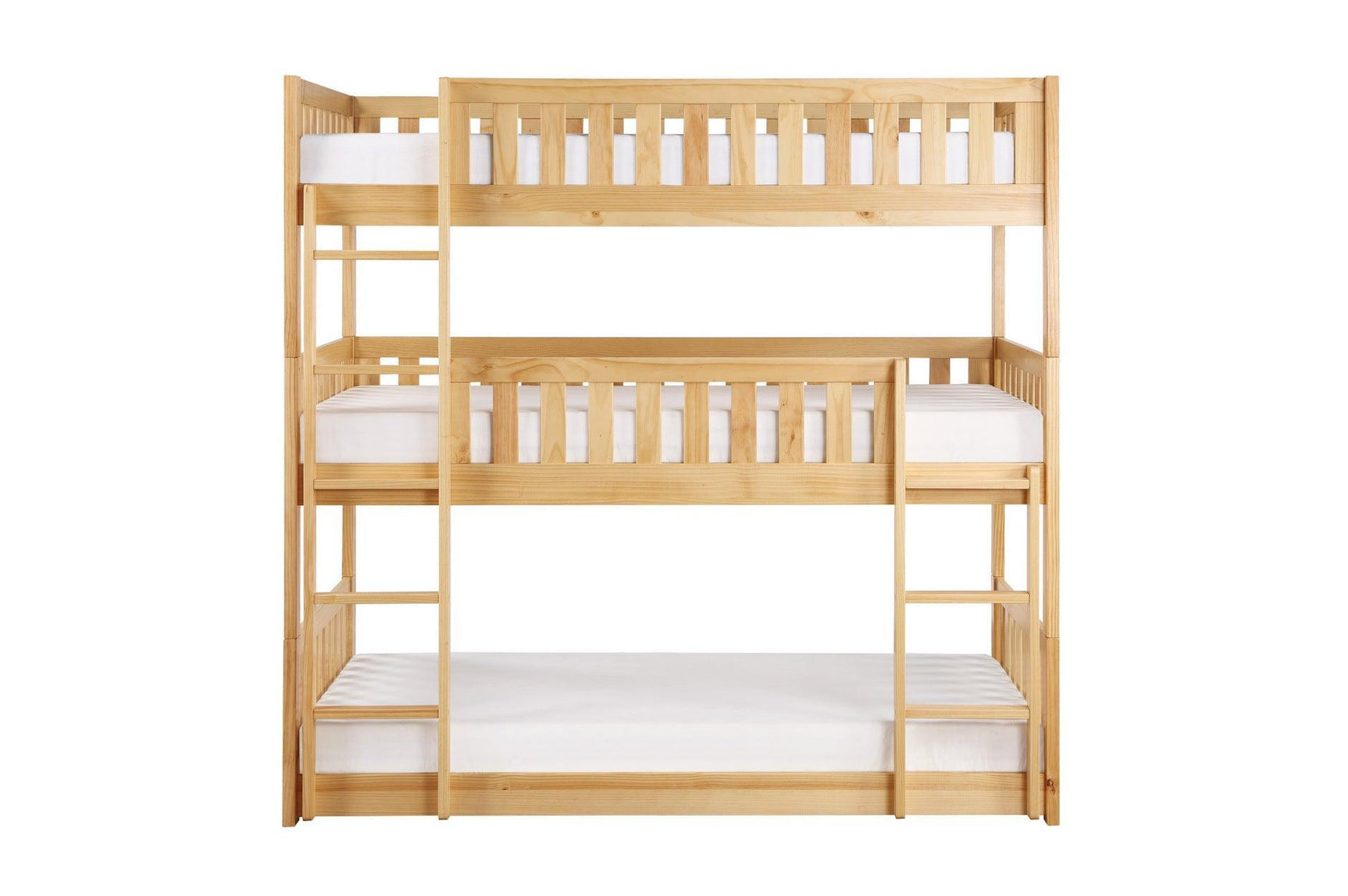 Bartly Natural Pine Modern Transitional Solid Wood Youth Triple Bunk Bedroom Set - Ella Furniture